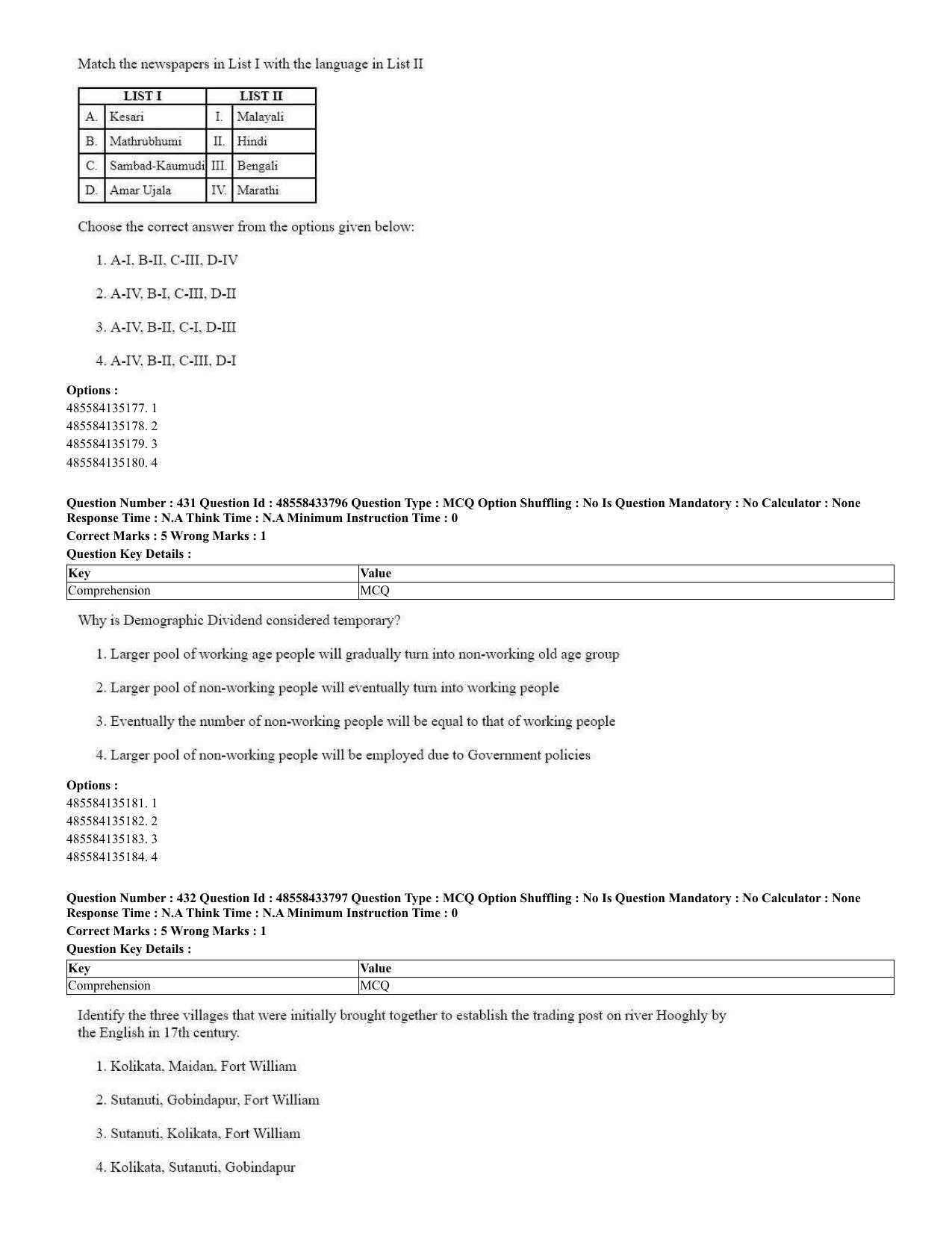 CUET 2023 English Urdu Shift 1 Question Papers - 18 June 2023 - Page 310