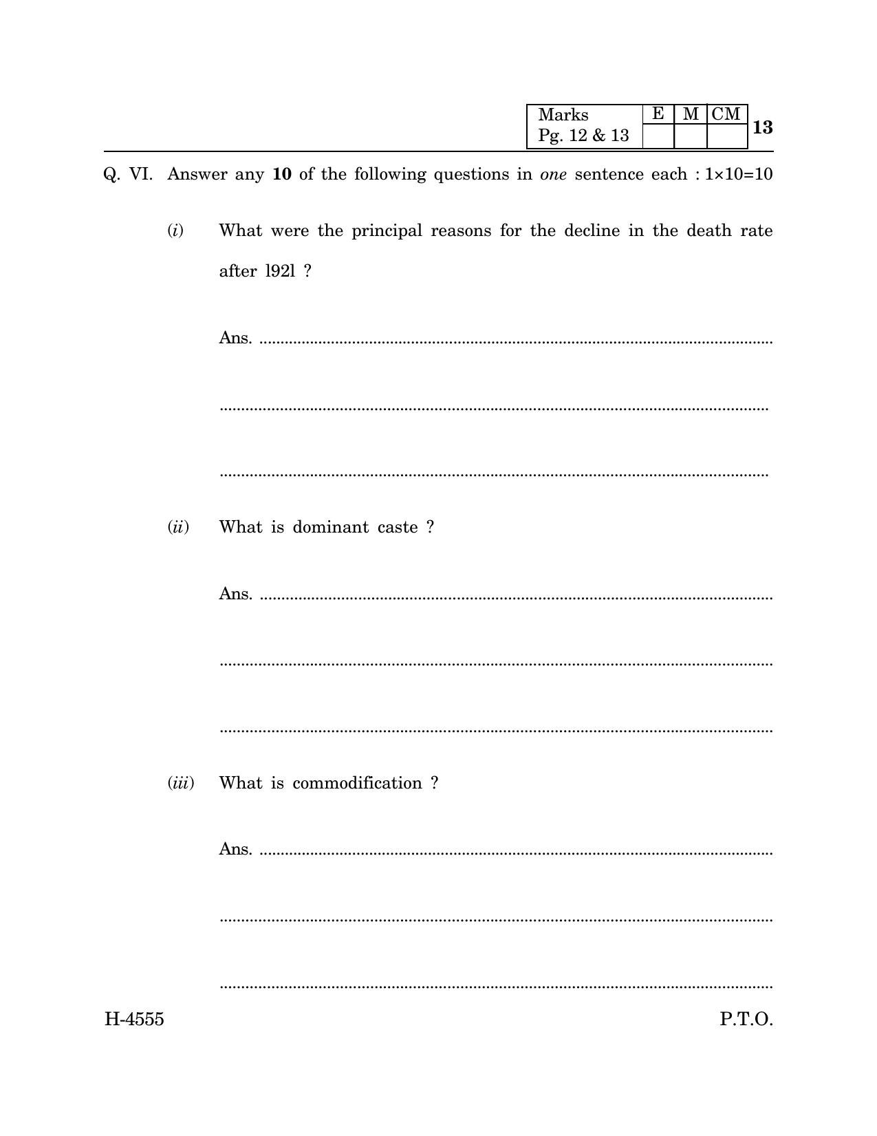 Goa Board Class 12 Sociology (CWSN) (March 2024) Question Paper - Page 13