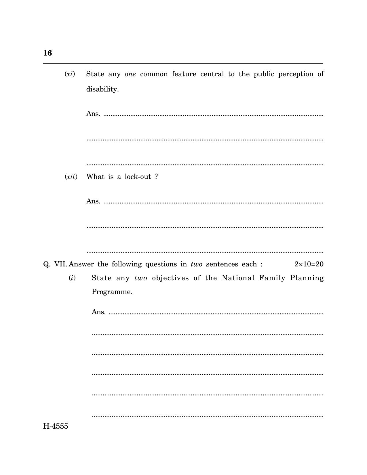 Goa Board Class 12 Sociology (CWSN) (March 2024) Question Paper - Page 16
