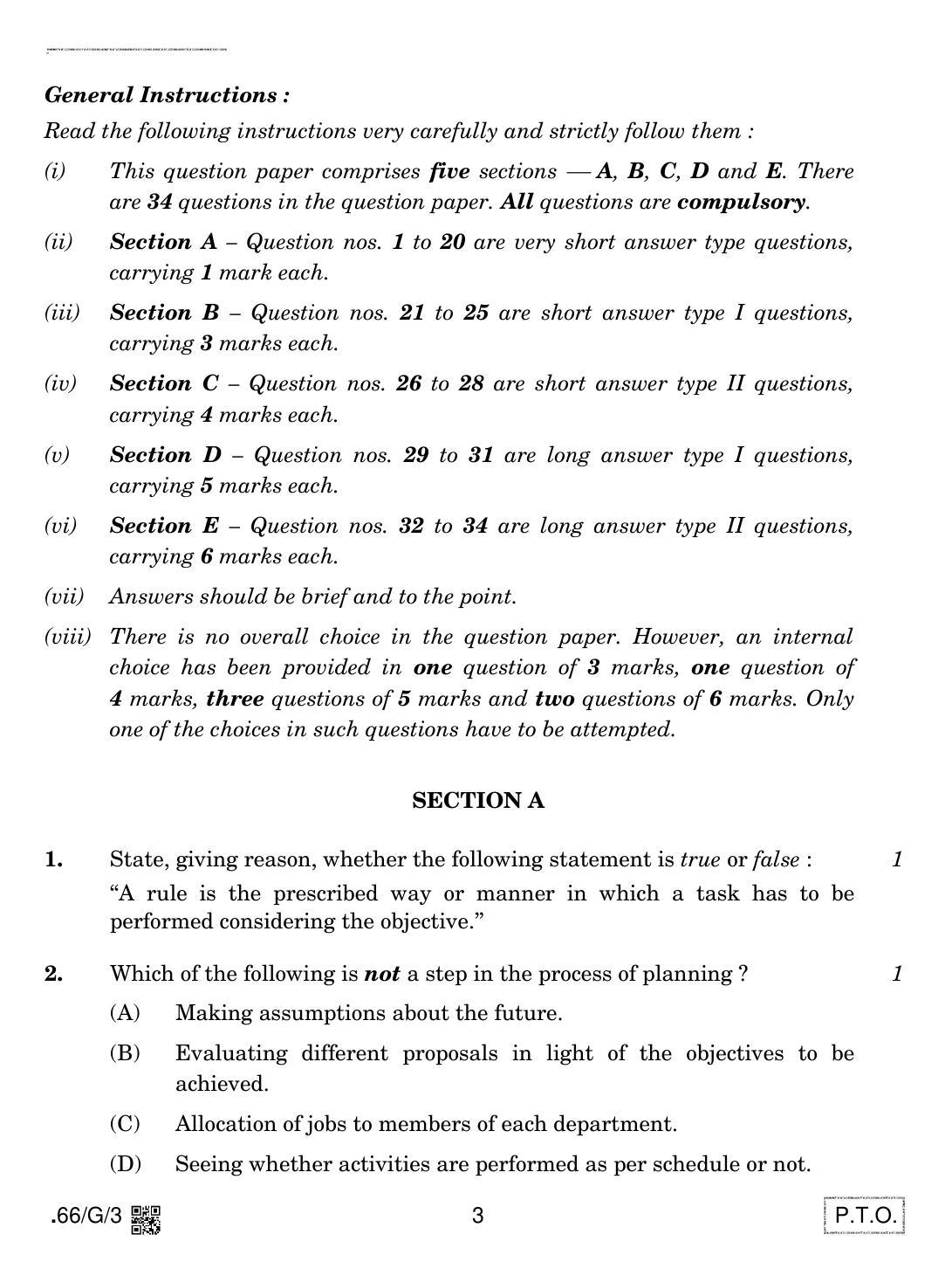 CBSE Class 12 66-C-3 - Business Studies 2020 Compartment Question Paper - Page 3