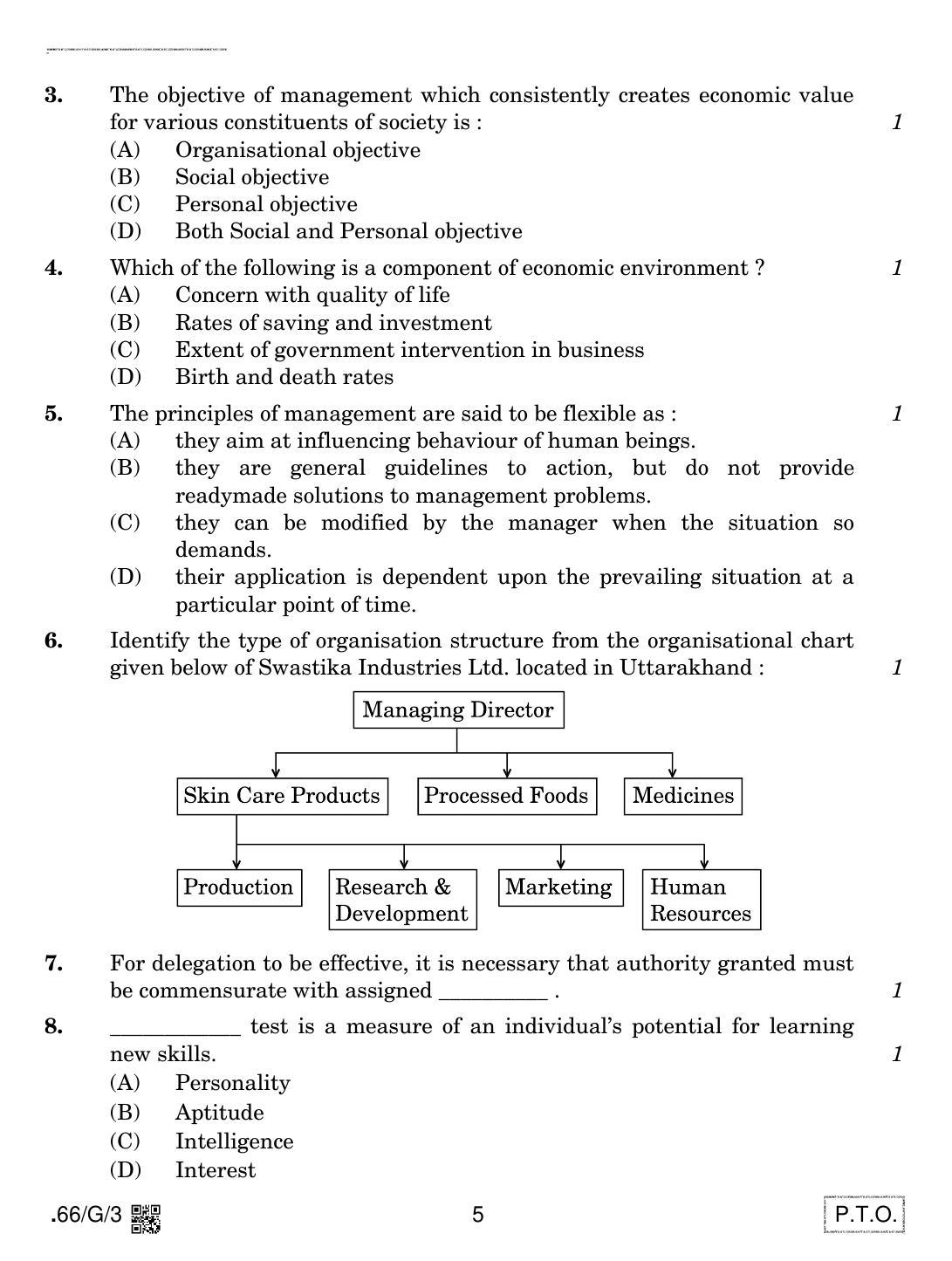 CBSE Class 12 66-C-3 - Business Studies 2020 Compartment Question Paper - Page 5