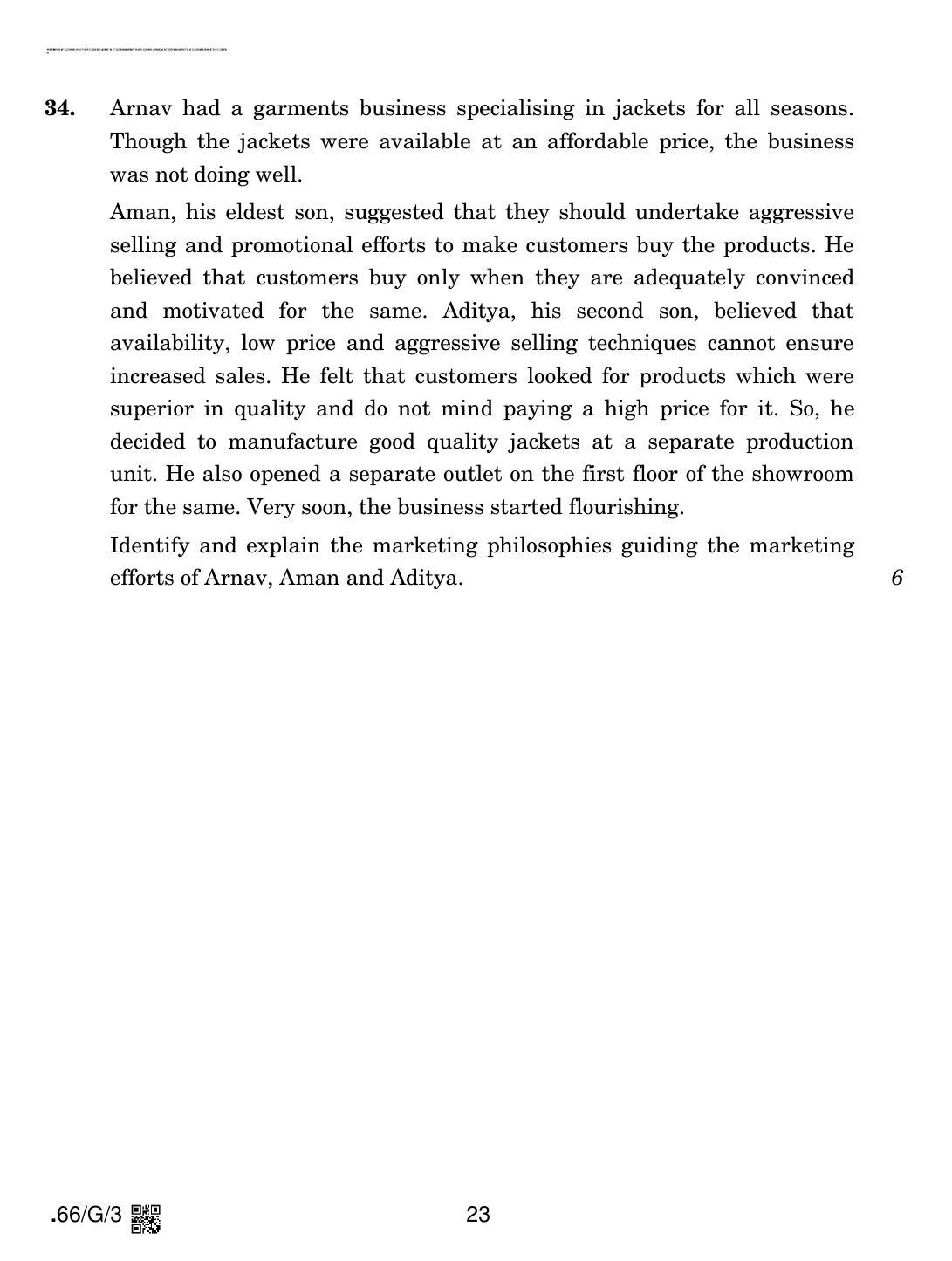 CBSE Class 12 66-C-3 - Business Studies 2020 Compartment Question Paper - Page 23