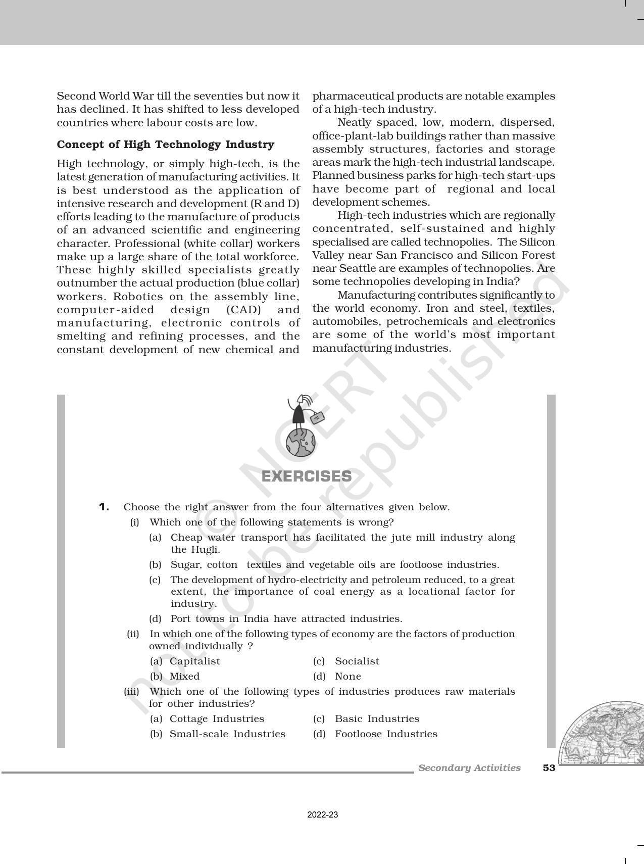 NCERT Book for Class 12 Geography (Part-1) Chapter 6 Secondary Activities - Page 9
