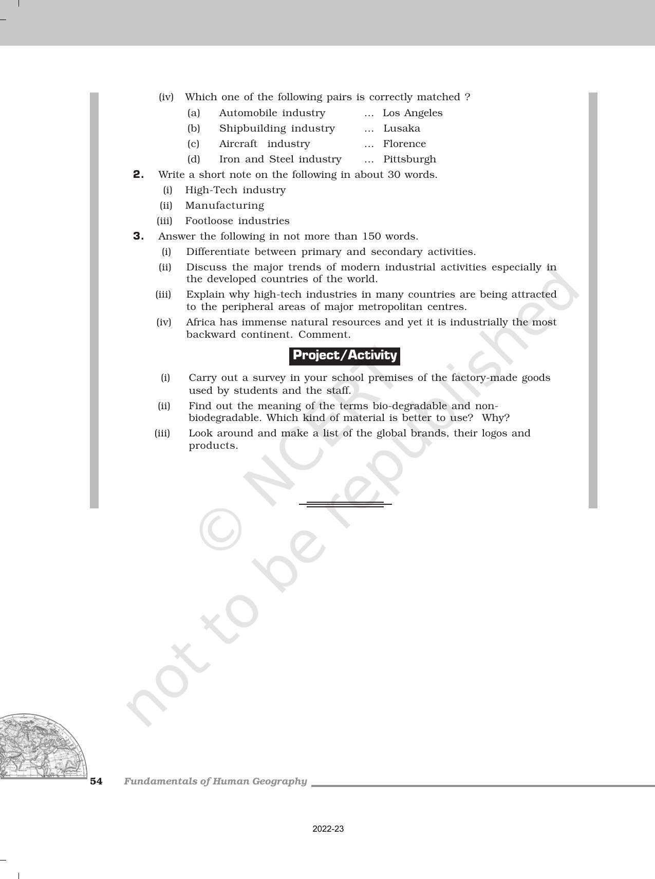 NCERT Book for Class 12 Geography (Part-1) Chapter 6 Secondary Activities - Page 10