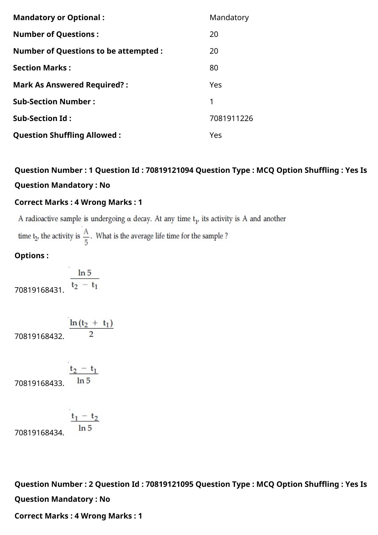 JEE Mains 2021: BTech English (Shift 2) 26-02-2021 Question Paper - Page 2