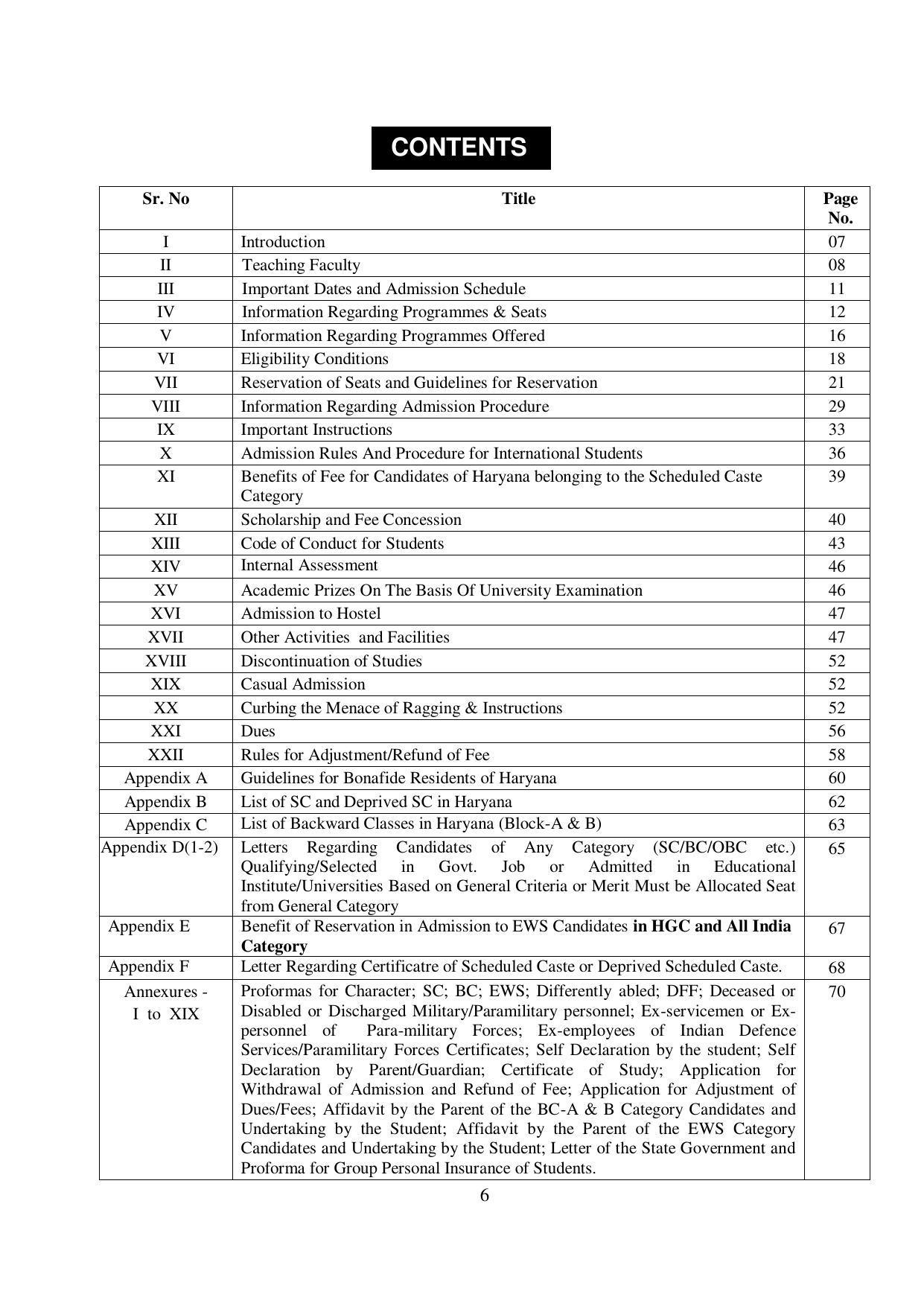 Kurukshetra University, Kurukshetra 2021-22 (Prospectus) - Page 6