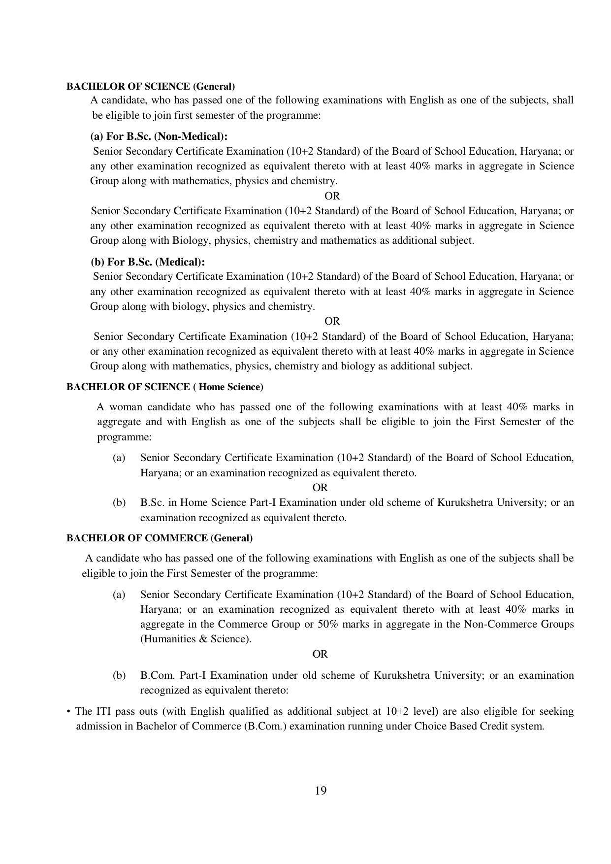 Kurukshetra University, Kurukshetra 2021-22 (Prospectus) - Page 19