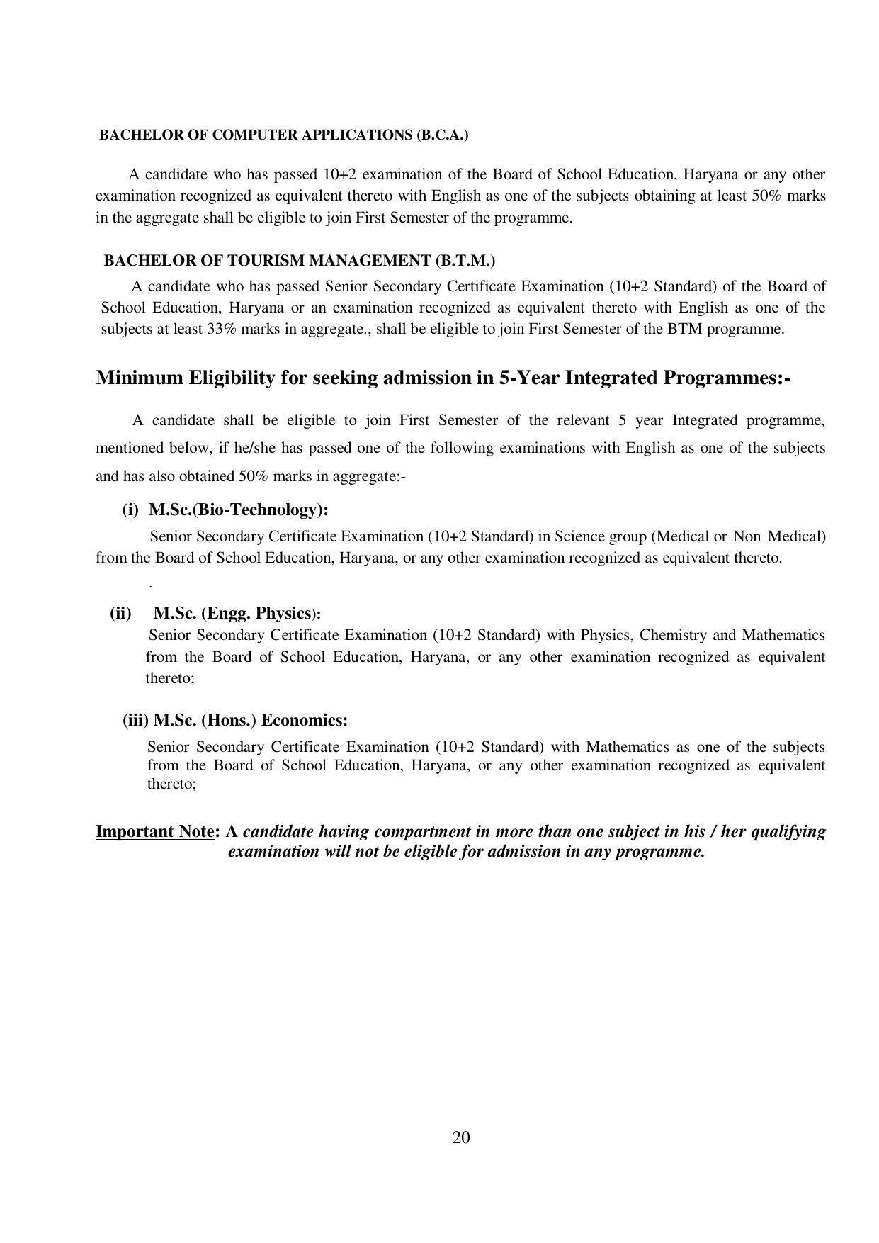 Kurukshetra University, Kurukshetra 2021-22 (Prospectus) - Page 20