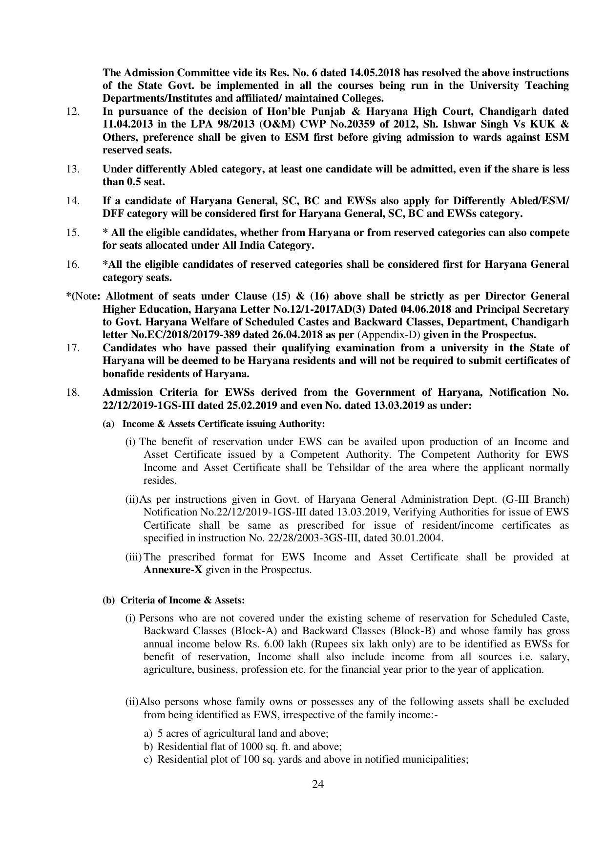 Kurukshetra University, Kurukshetra 2021-22 (Prospectus) - Page 24