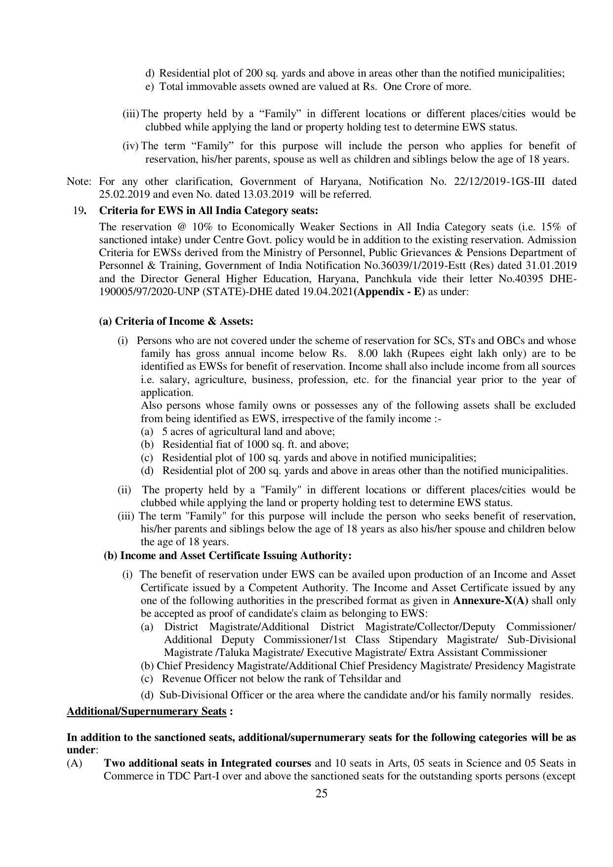Kurukshetra University, Kurukshetra 2021-22 (Prospectus) - Page 25
