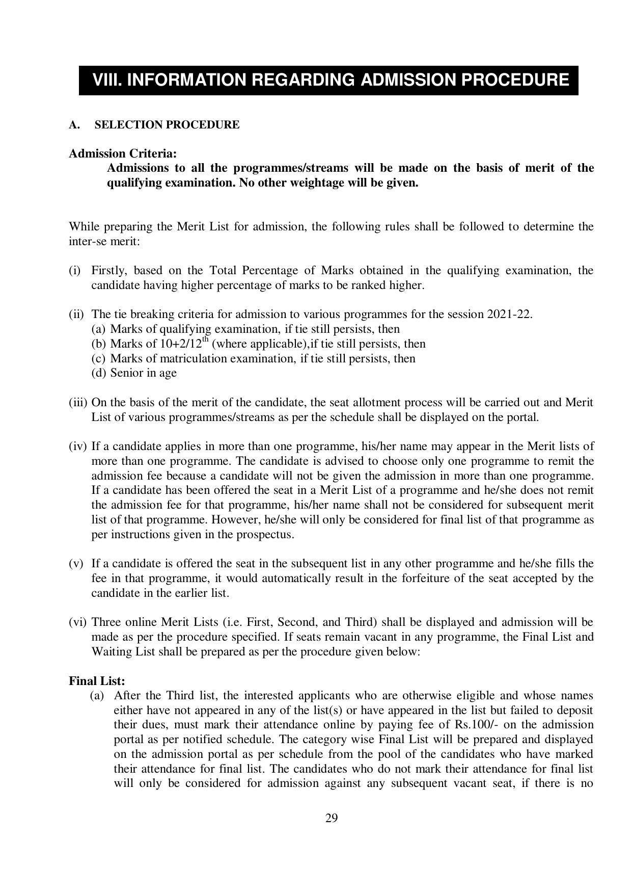 Kurukshetra University, Kurukshetra 2021-22 (Prospectus) - Page 29
