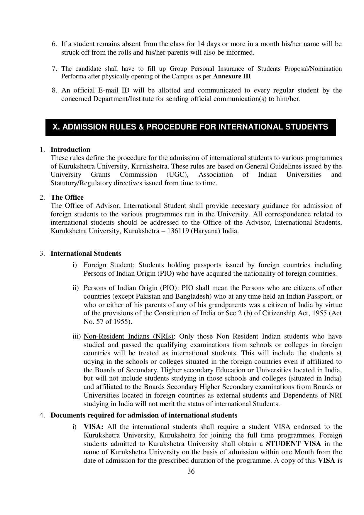Kurukshetra University, Kurukshetra 2021-22 (Prospectus) - Page 36