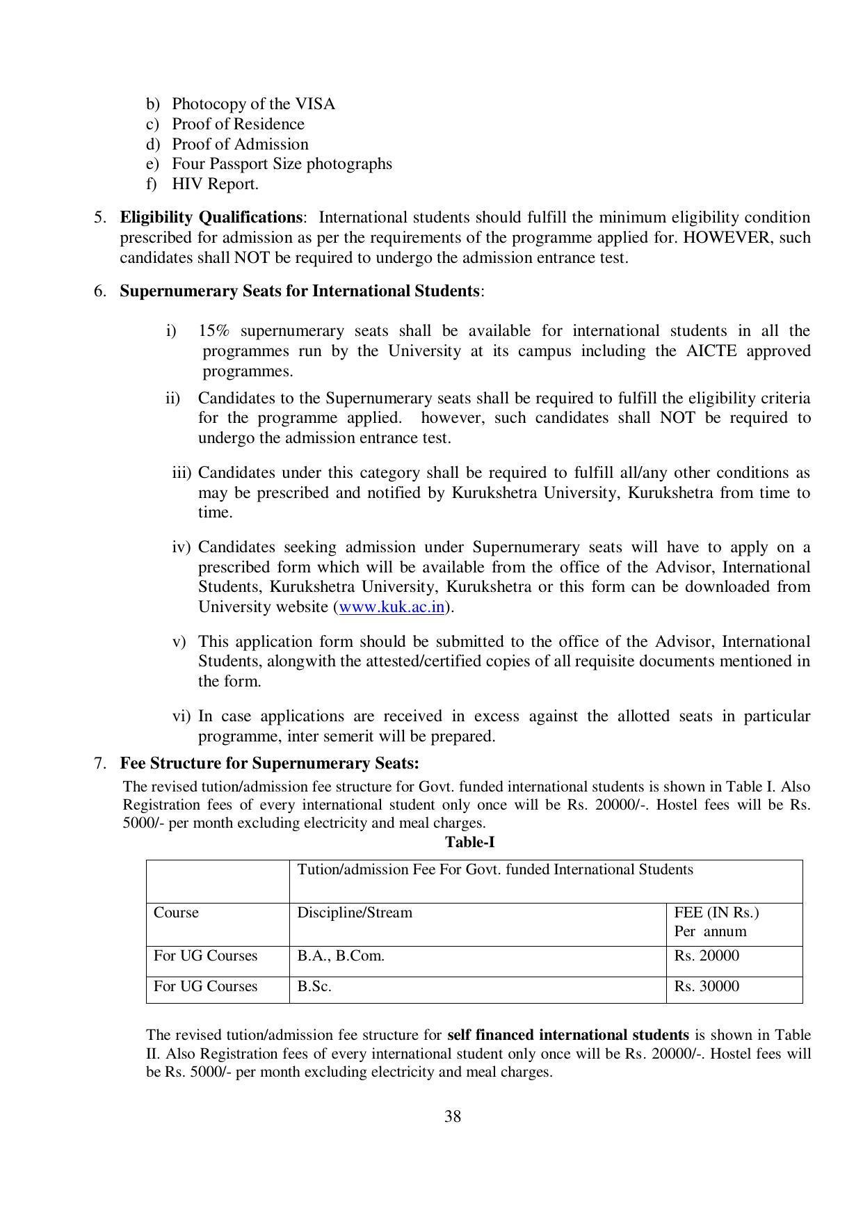 Kurukshetra University, Kurukshetra 2021-22 (Prospectus) - Page 38