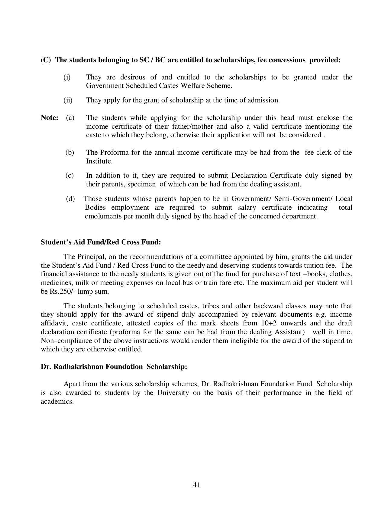 Kurukshetra University, Kurukshetra 2021-22 (Prospectus) - Page 41
