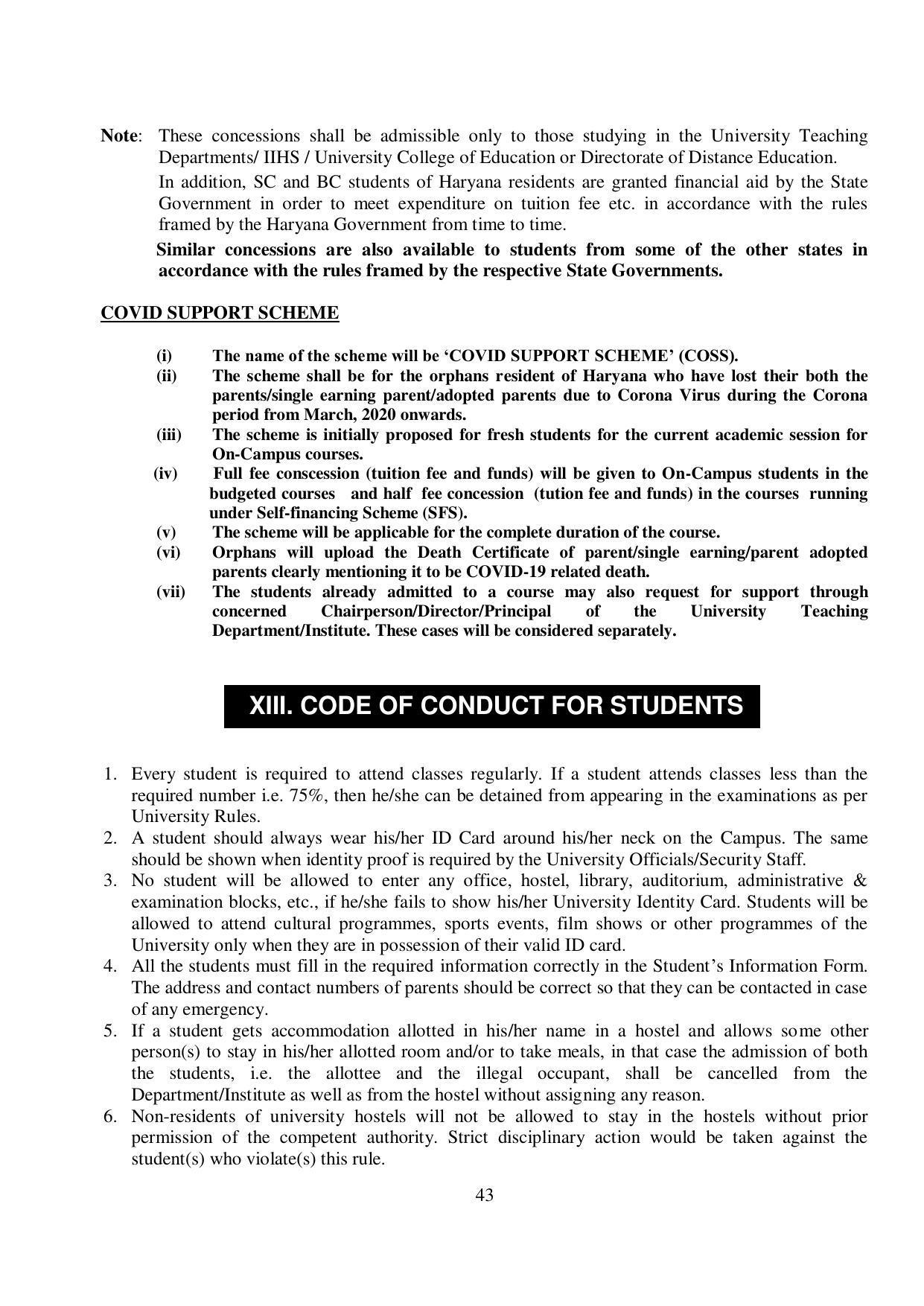Kurukshetra University, Kurukshetra 2021-22 (Prospectus) - Page 43