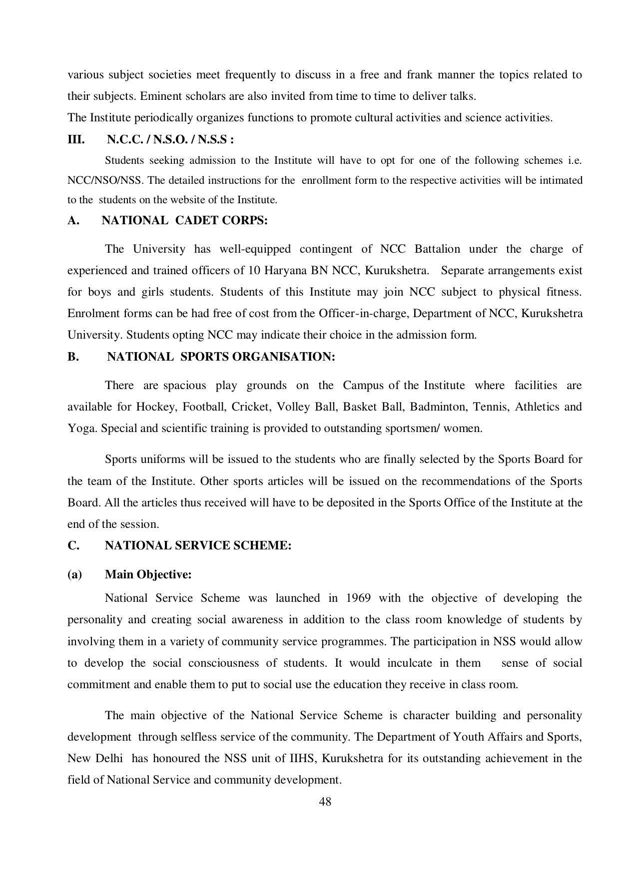 Kurukshetra University, Kurukshetra 2021-22 (Prospectus) - Page 48
