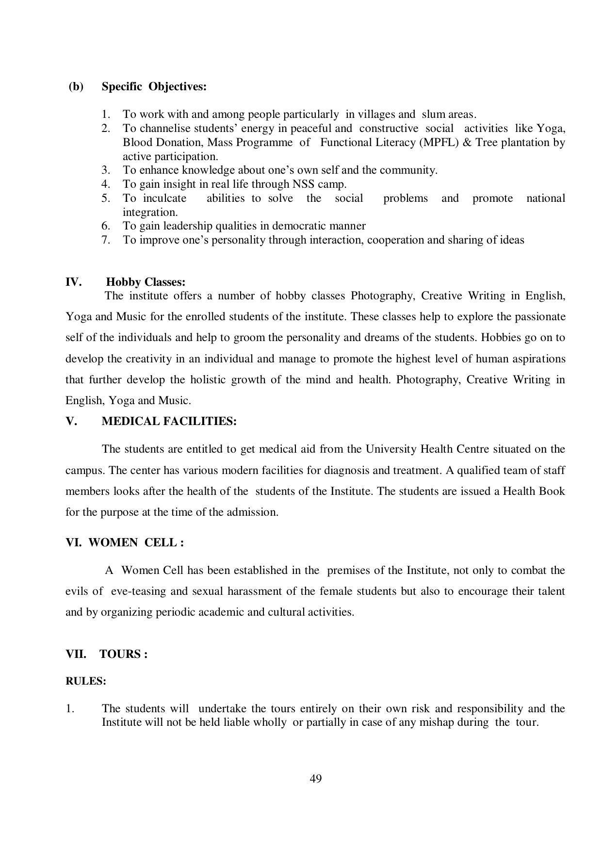 Kurukshetra University, Kurukshetra 2021-22 (Prospectus) - Page 49