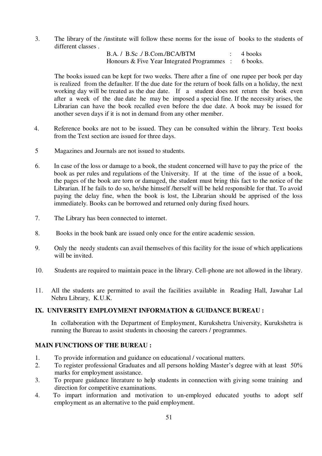 Kurukshetra University, Kurukshetra 2021-22 (Prospectus) - Page 51
