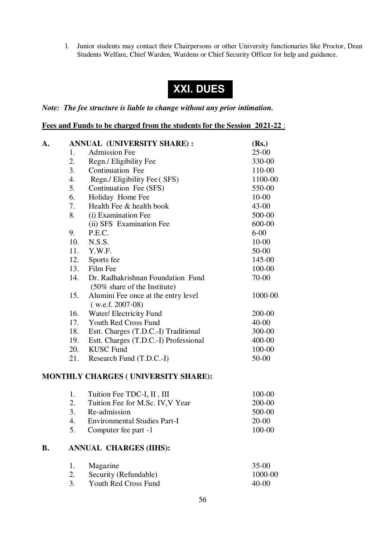 Kurukshetra University, Kurukshetra 2021-22 (Prospectus) - Page 56