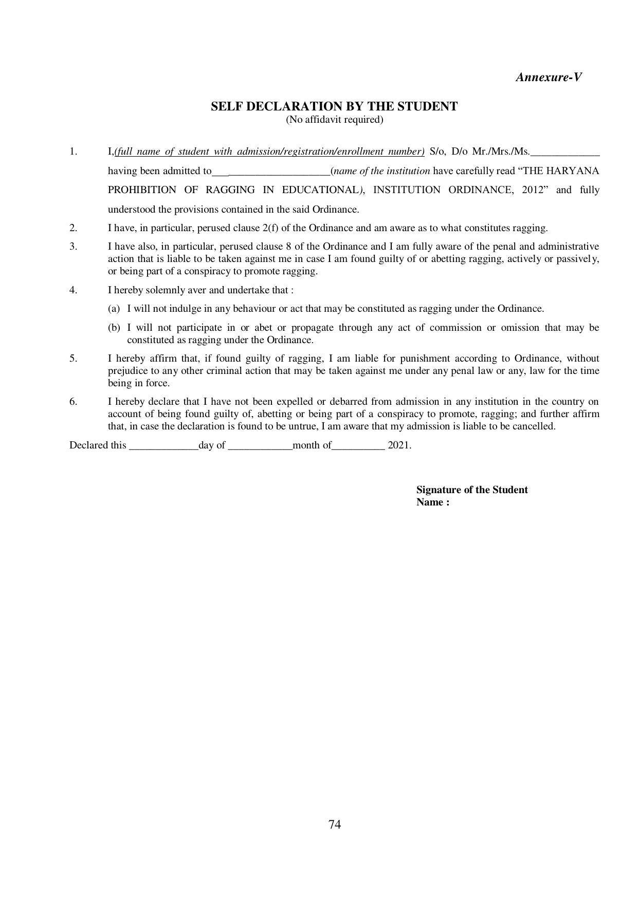 Kurukshetra University, Kurukshetra 2021-22 (Prospectus) - Page 74