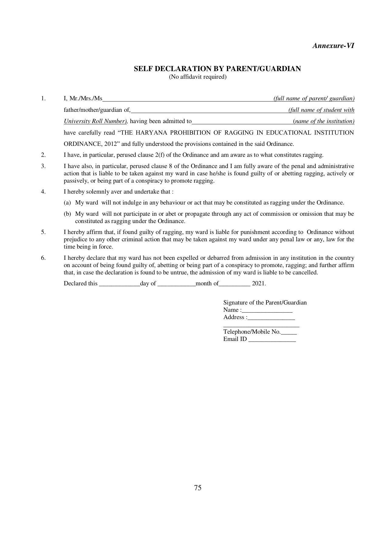 Kurukshetra University, Kurukshetra 2021-22 (Prospectus) - Page 75