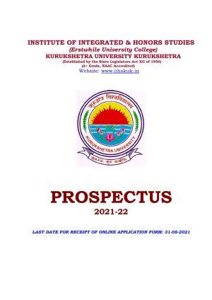 Kurukshetra University, Kurukshetra 2021-22 (Prospectus)