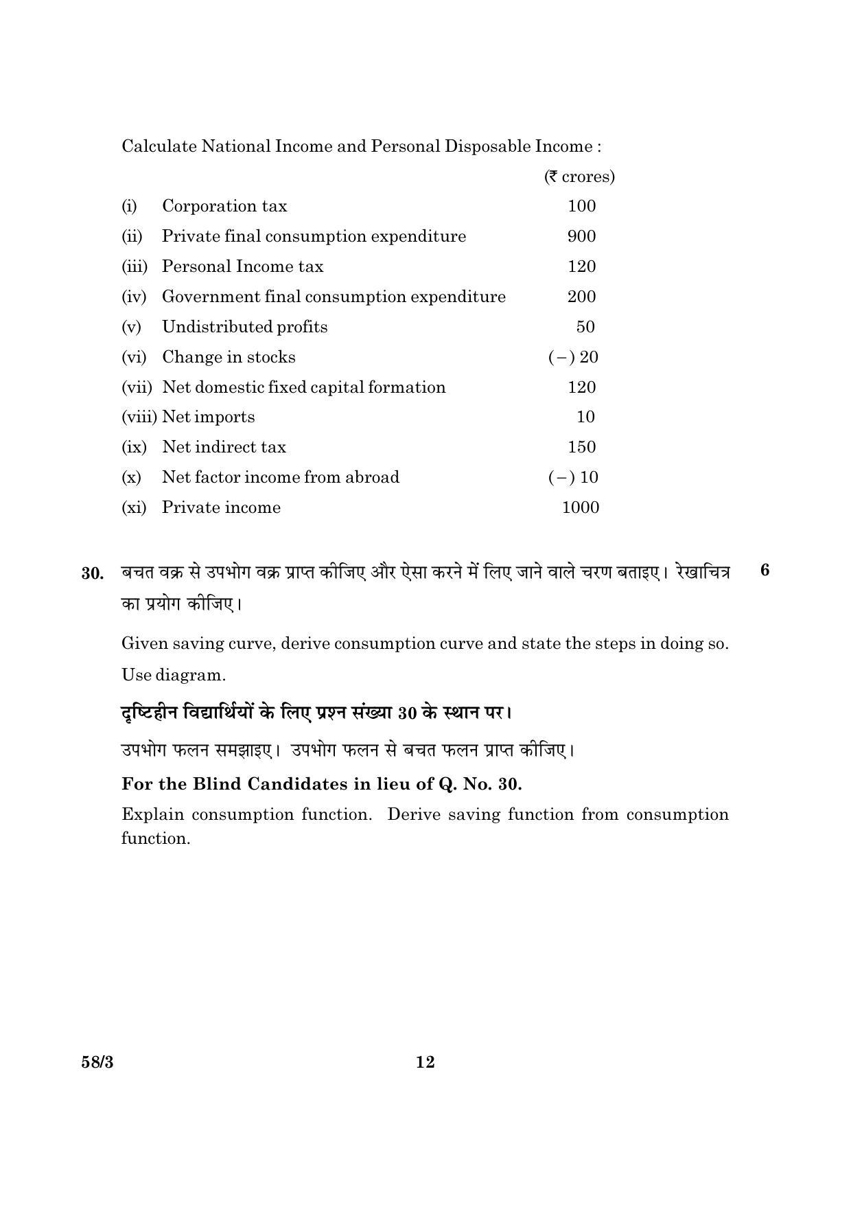CBSE Class 12 058 Set 3 Economics 2016 Question Paper - Page 12