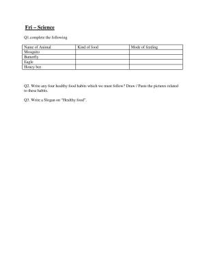 CBSE Worksheets for Class 7 Science Food Assignment