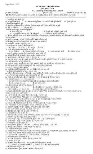 Hemchand North Gujarat University Sample Paper July-Sept 2021:   M.Com Sem – IIICC-3.2 : Project Planning And Control Paper Code : 3792 (Old Course)
