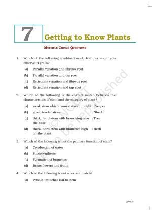 NCERT Exemplar Book for Class 6 Science: Chapter 7-Getting to Know Plants