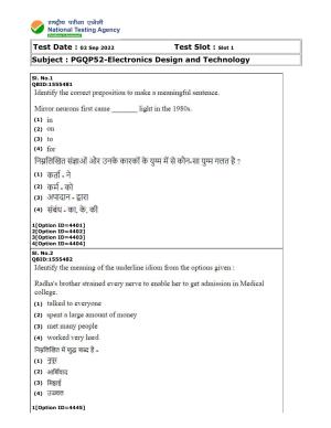CUET (PG) 2022: PGQP-52 Electronics Design and Technology (2-09-2022) Question Paper