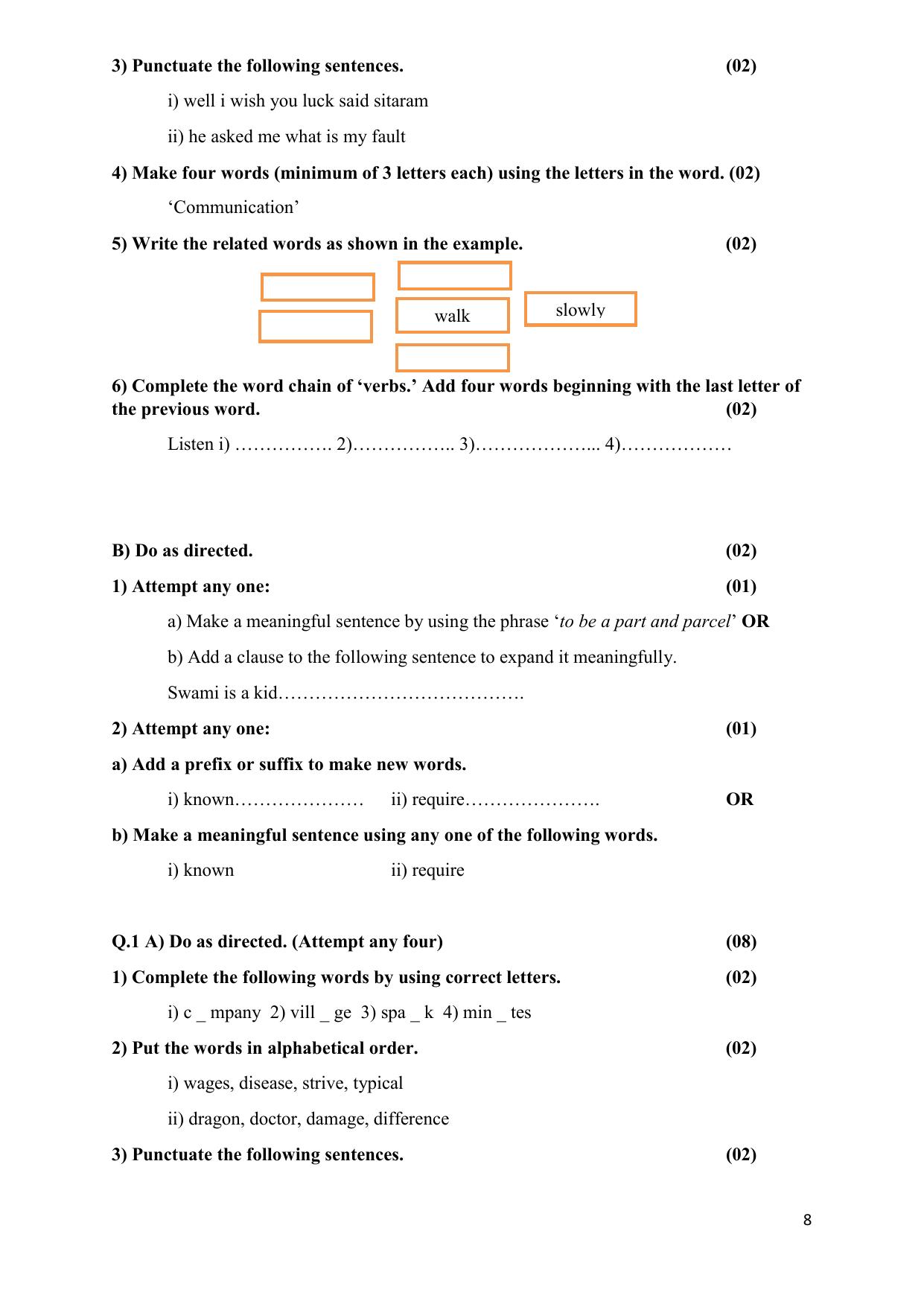 Maharashtra Board Class 10 इंग्रजी : तृतीय भाषा (माध्यम मराठी) 2023 Question Bank - Page 8