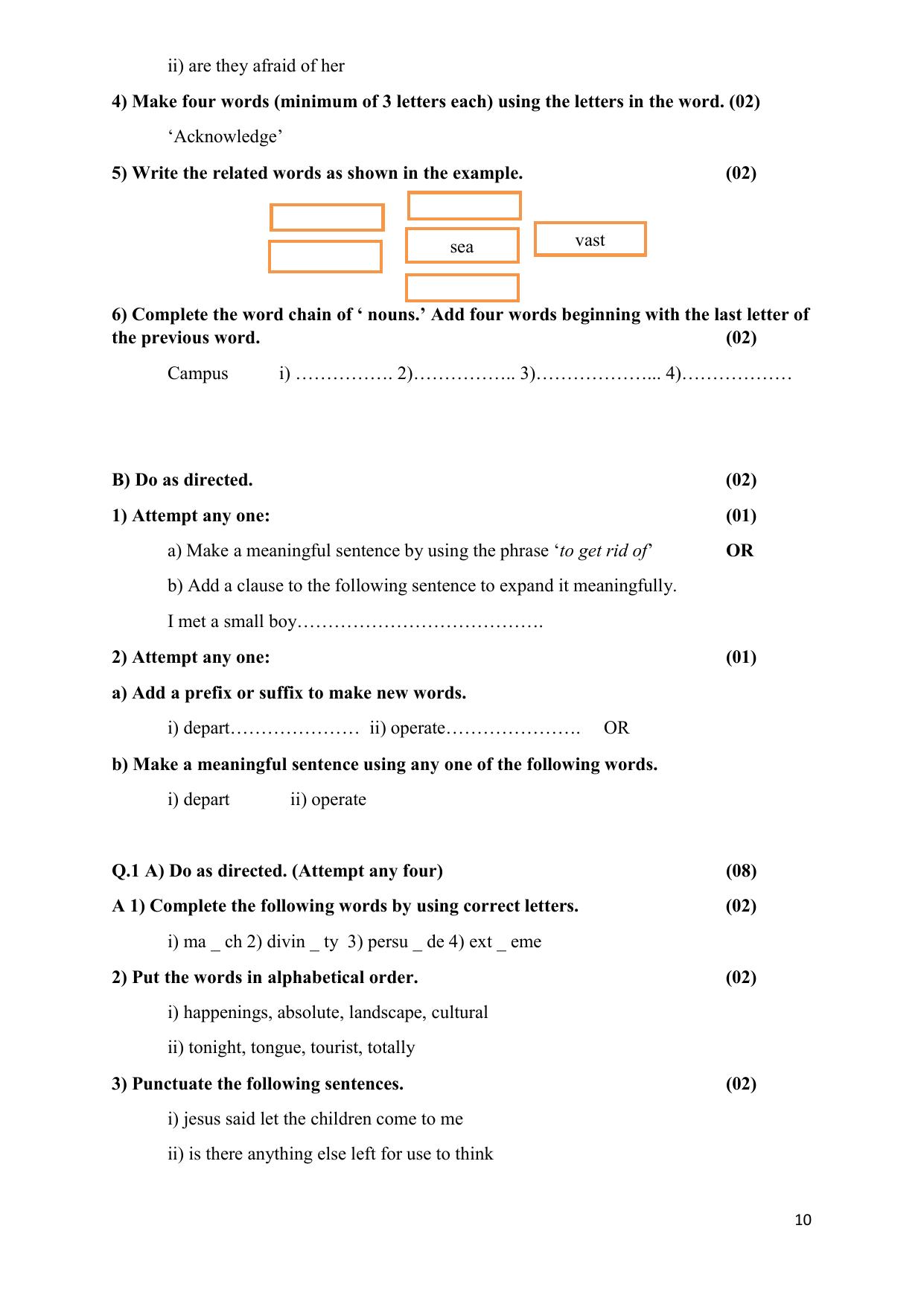 Maharashtra Board Class 10 इंग्रजी : तृतीय भाषा (माध्यम मराठी) 2023 Question Bank - Page 10