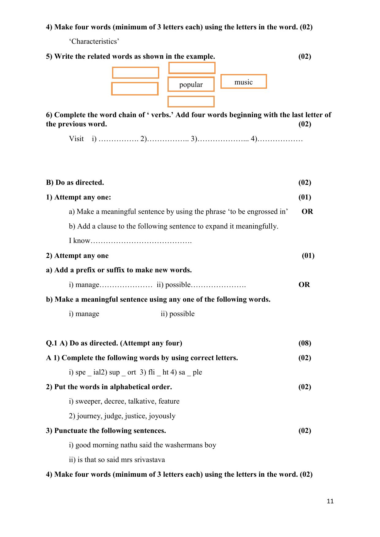 Maharashtra Board Class 10 इंग्रजी : तृतीय भाषा (माध्यम मराठी) 2023 Question Bank - Page 11