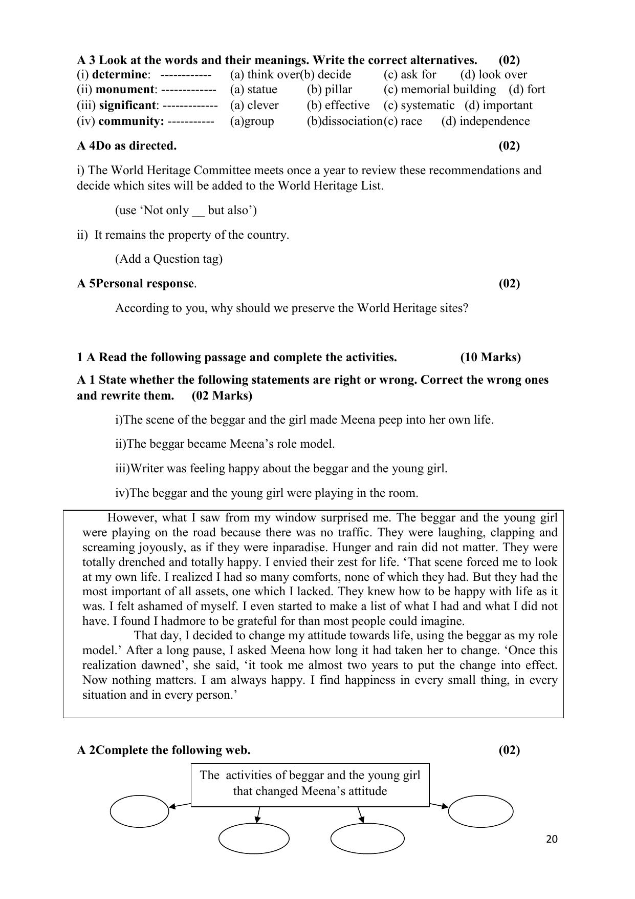 Maharashtra Board Class 10 इंग्रजी : तृतीय भाषा (माध्यम मराठी) 2023 Question Bank - Page 20
