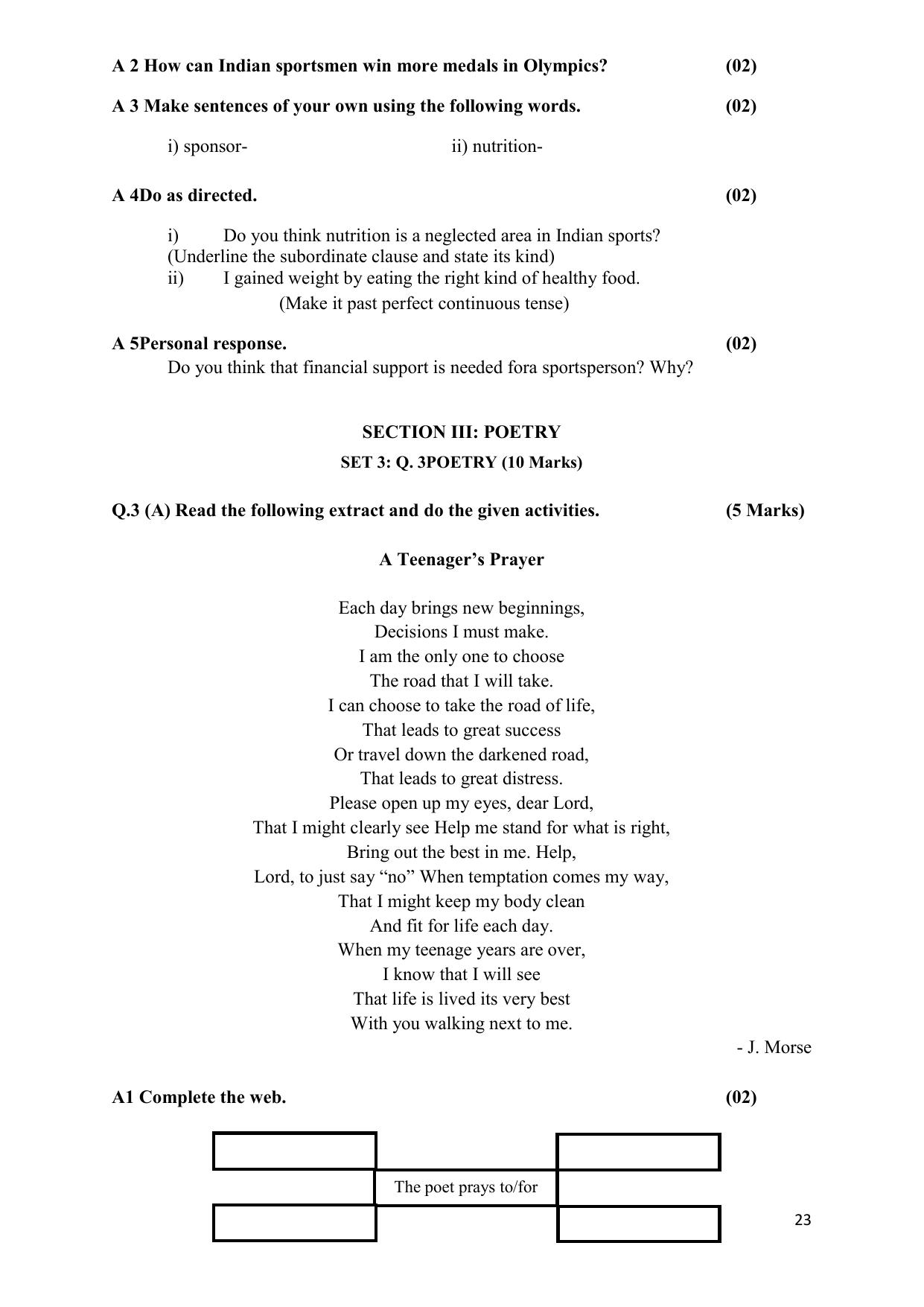 Maharashtra Board Class 10 इंग्रजी : तृतीय भाषा (माध्यम मराठी) 2023 Question Bank - Page 23