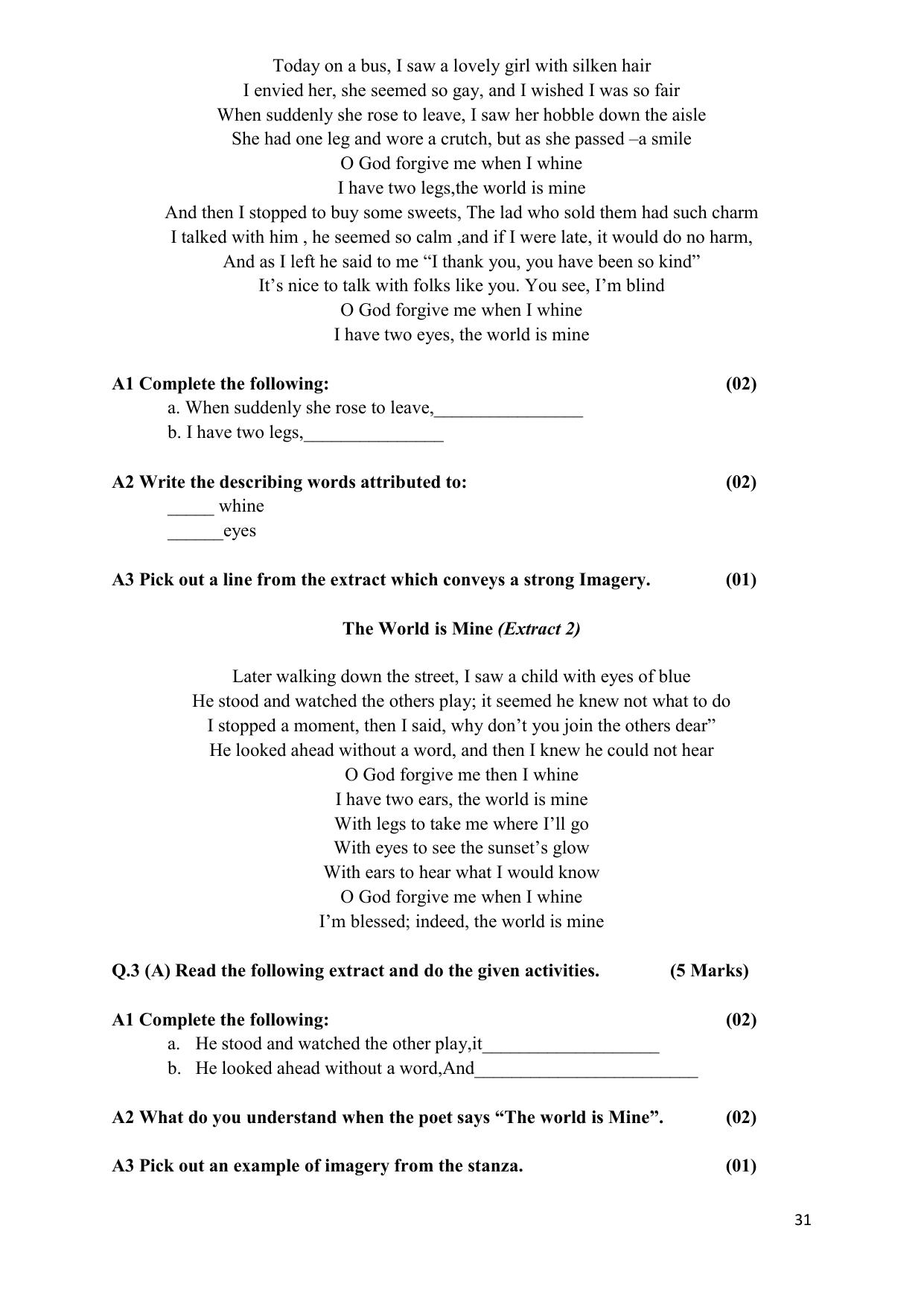 Maharashtra Board Class 10 इंग्रजी : तृतीय भाषा (माध्यम मराठी) 2023 Question Bank - Page 31