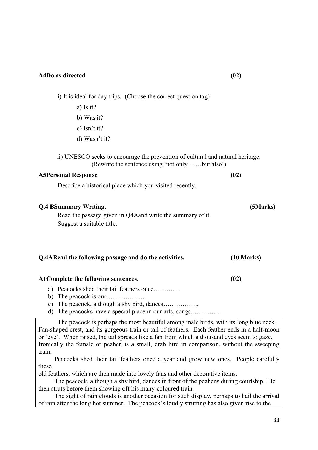Maharashtra Board Class 10 इंग्रजी : तृतीय भाषा (माध्यम मराठी) 2023 Question Bank - Page 33