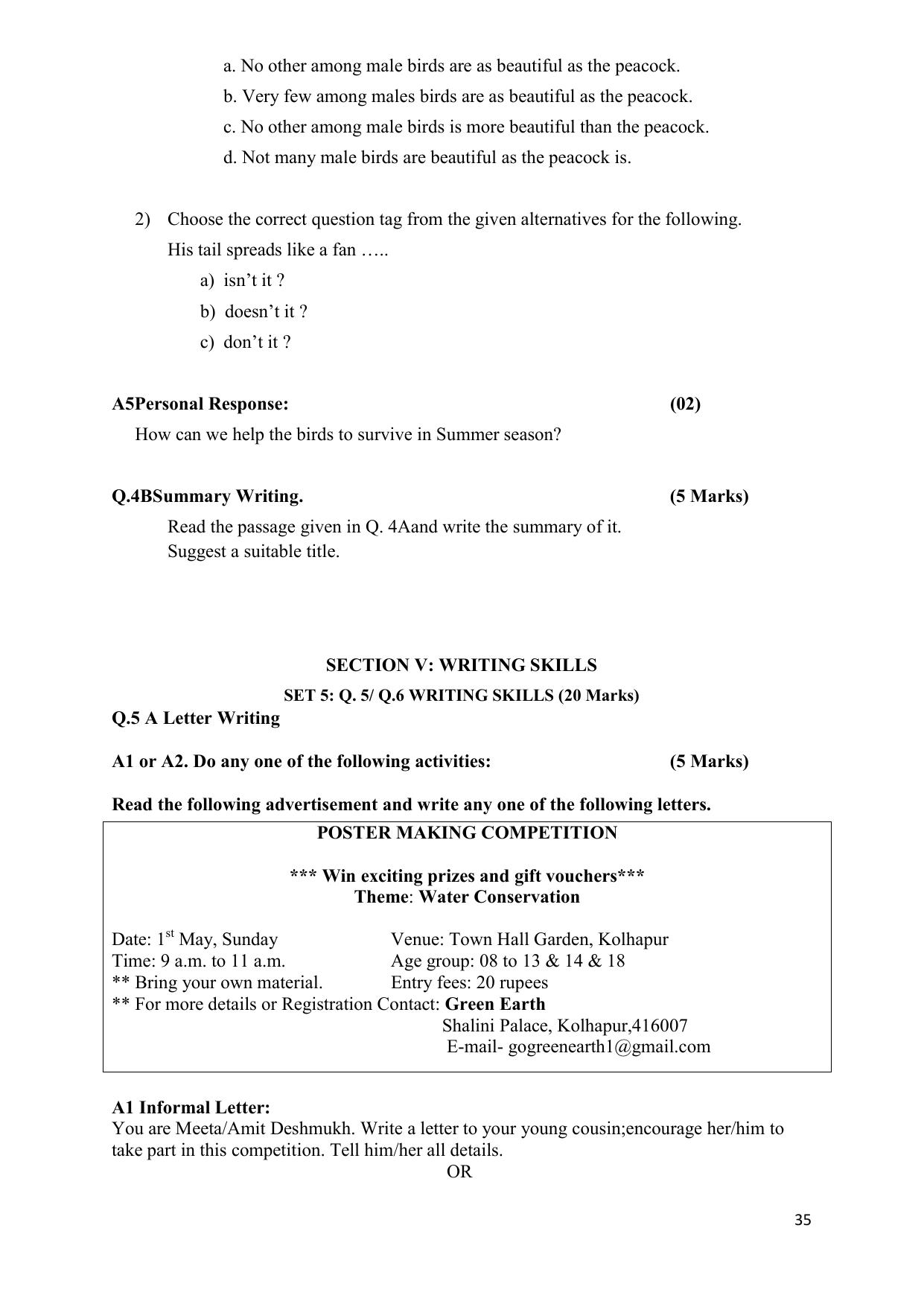 Maharashtra Board Class 10 इंग्रजी : तृतीय भाषा (माध्यम मराठी) 2023 Question Bank - Page 35