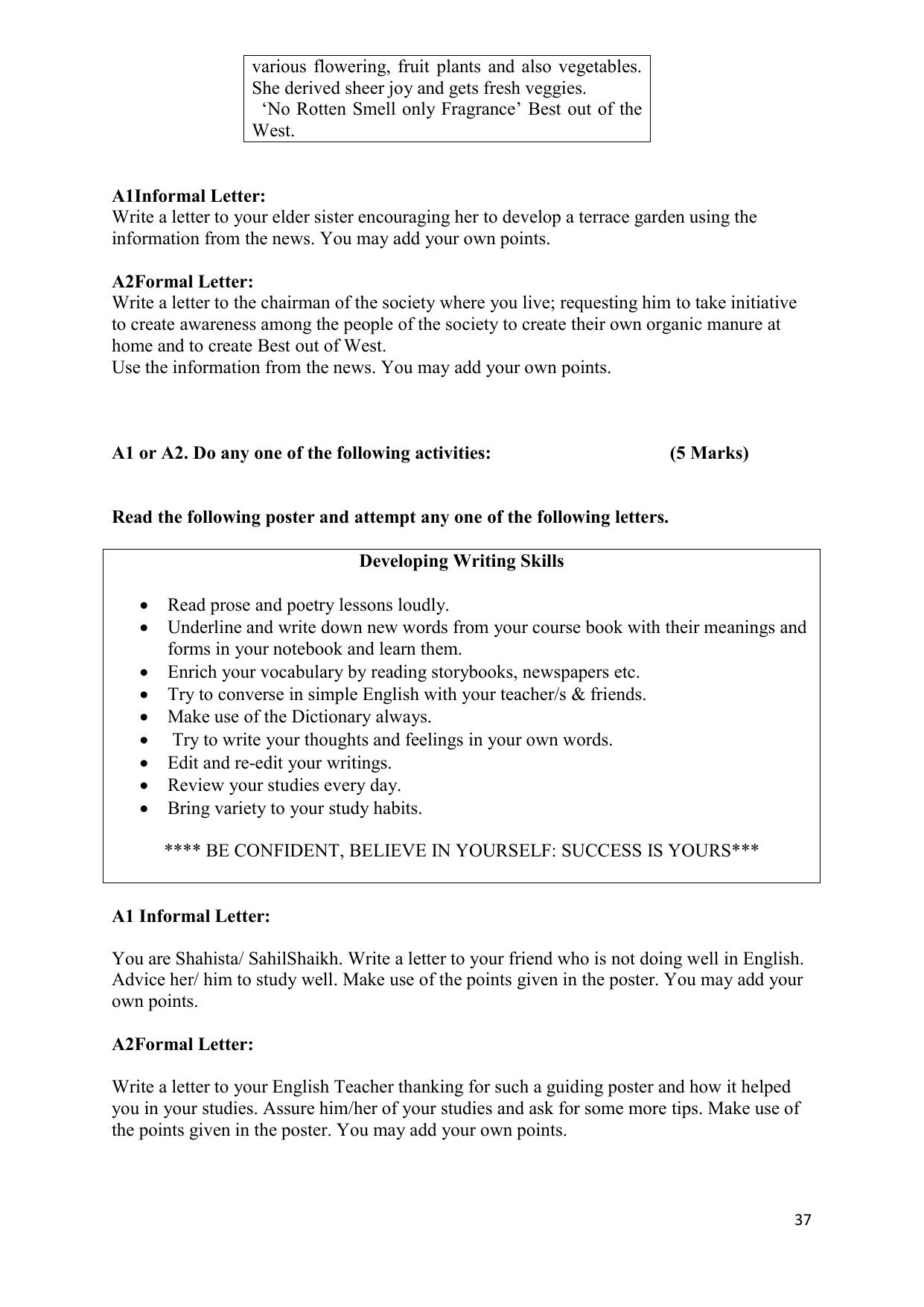 Maharashtra Board Class 10 इंग्रजी : तृतीय भाषा (माध्यम मराठी) 2023 Question Bank - Page 37