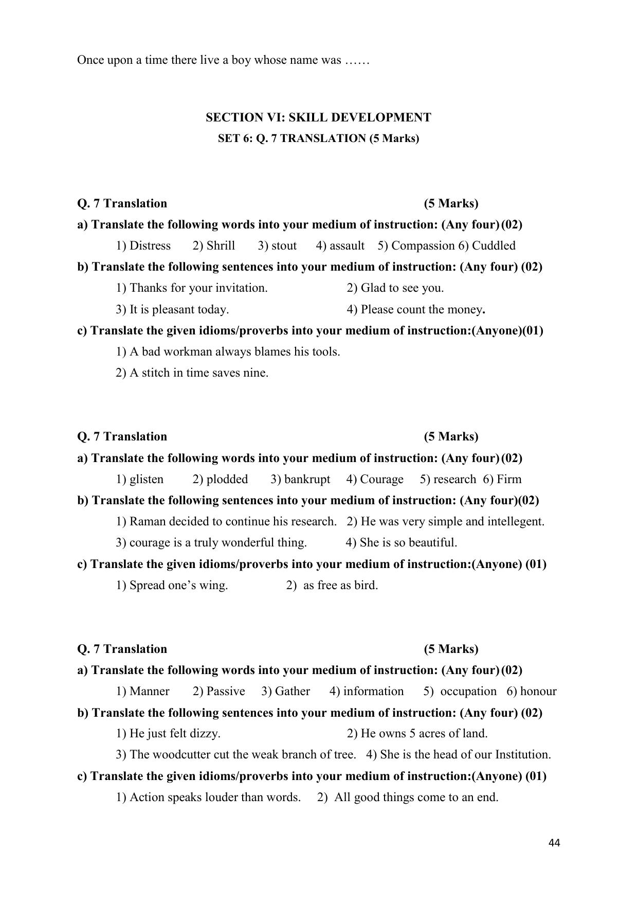 Maharashtra Board Class 10 इंग्रजी : तृतीय भाषा (माध्यम मराठी) 2023 Question Bank - Page 44