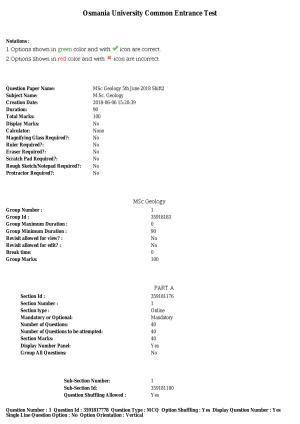 TS CPGET 2018 M.Sc. Geology (Shift 2) Question Paper with Answer Key