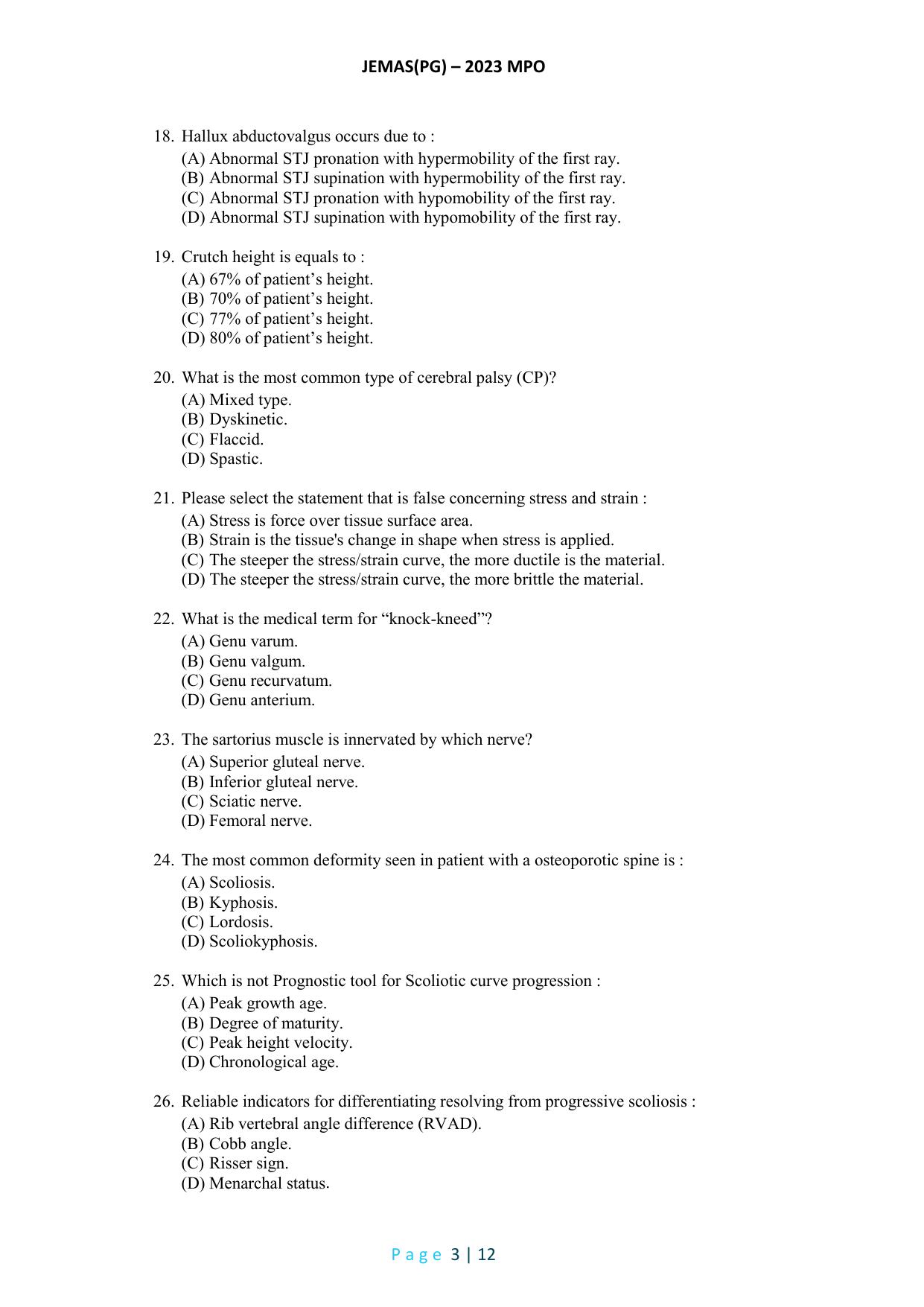 WB JEMAS (PG) MPO 2023 Question Paper - Page 4