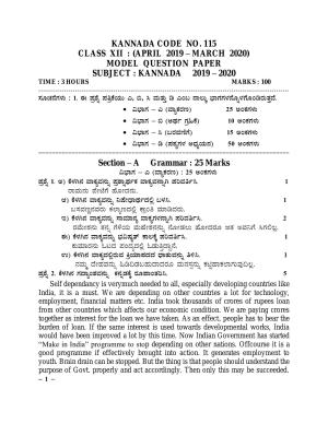 CBSE Class 12 Kannada -Sample Paper 2019-20