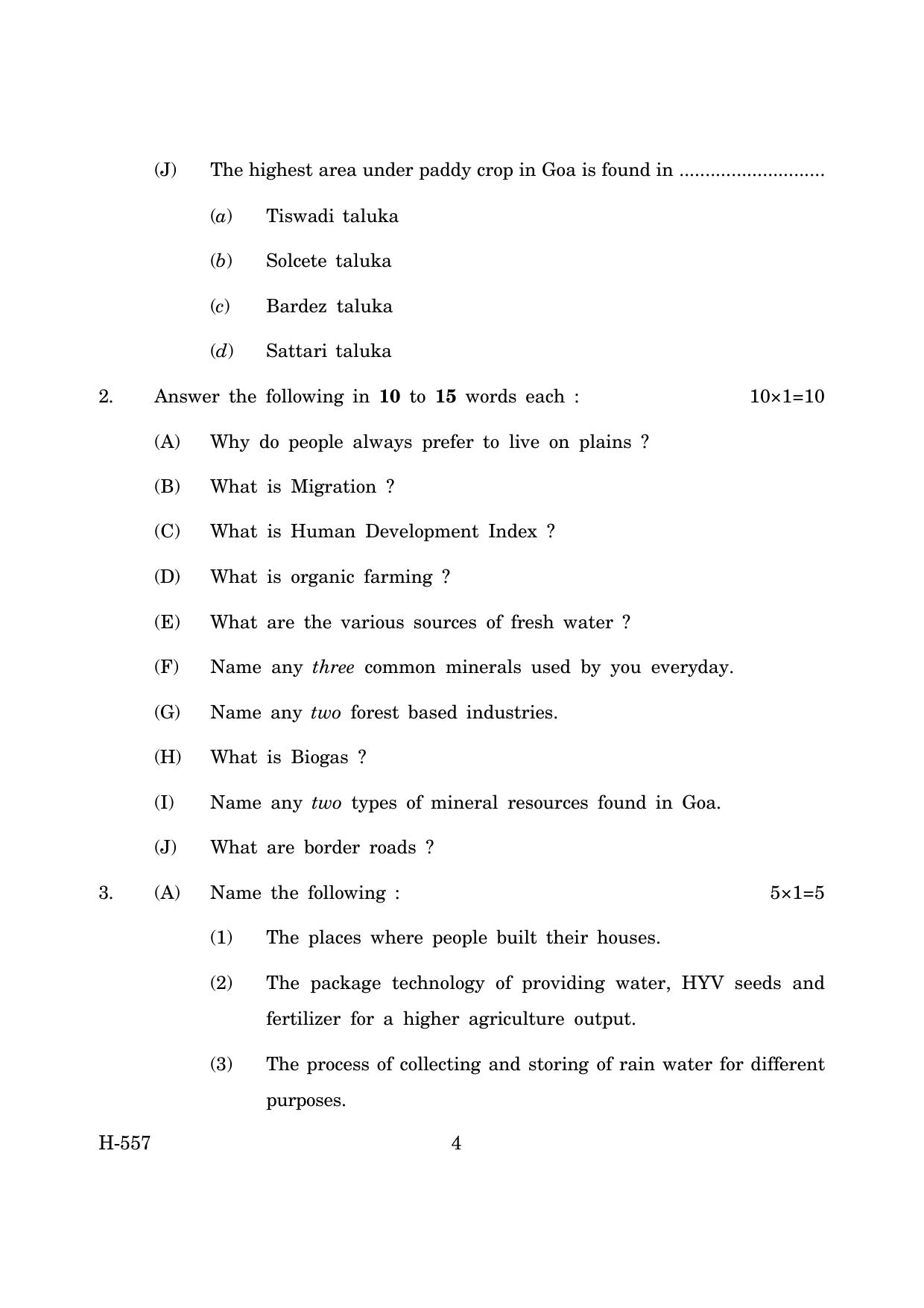 Goa Board Class 12 Geography -CWSN (March 2019) Question Paper - Page 4