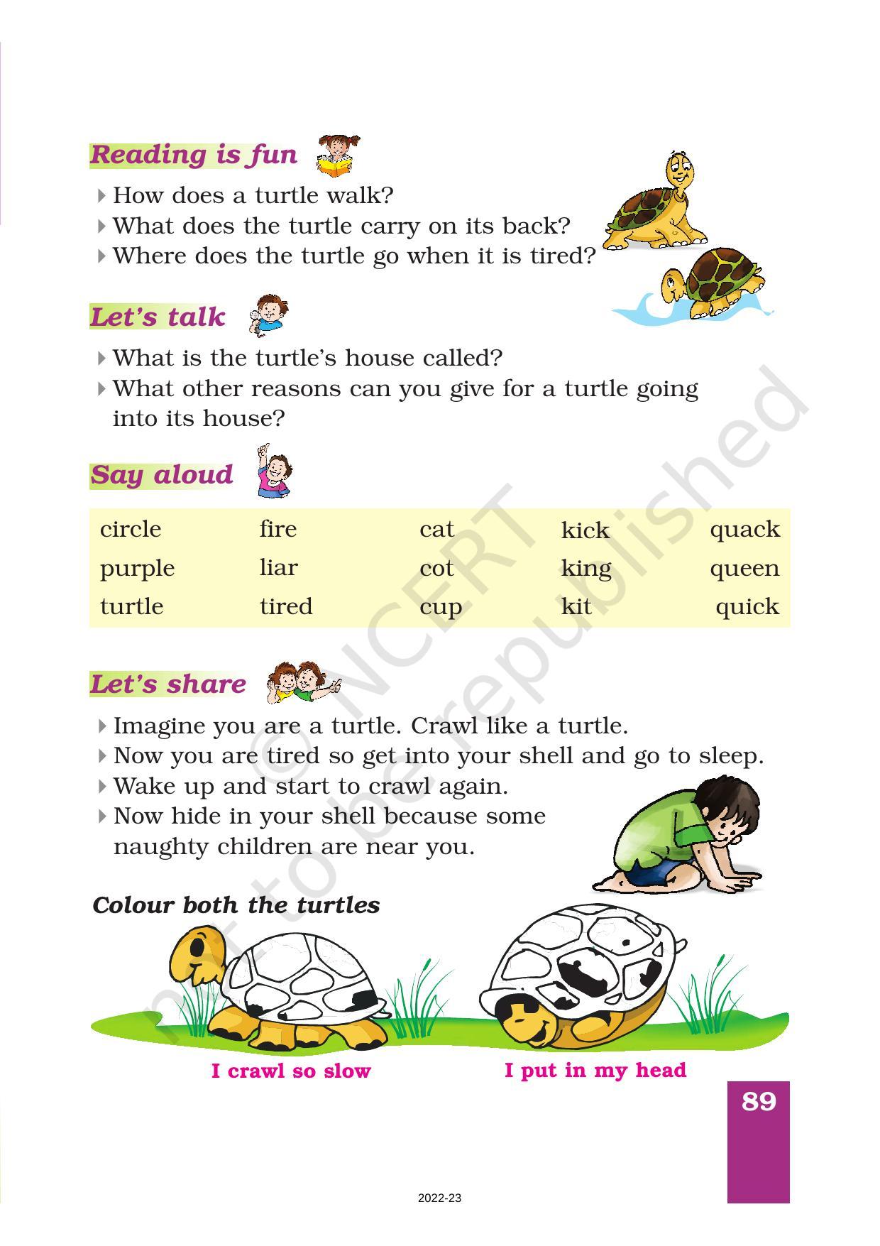 NCERT Book for Class 1 English (Marigold):Unit 8 Poem-A Little Turtle - Page 2