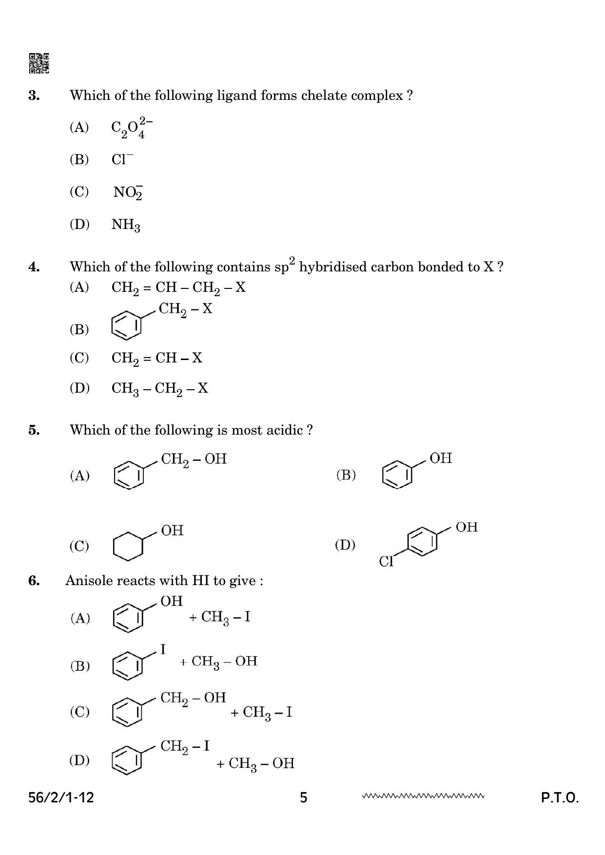 CBSE Class 12 56-2-1 Chemistry 2024 Question Paper - Page 5