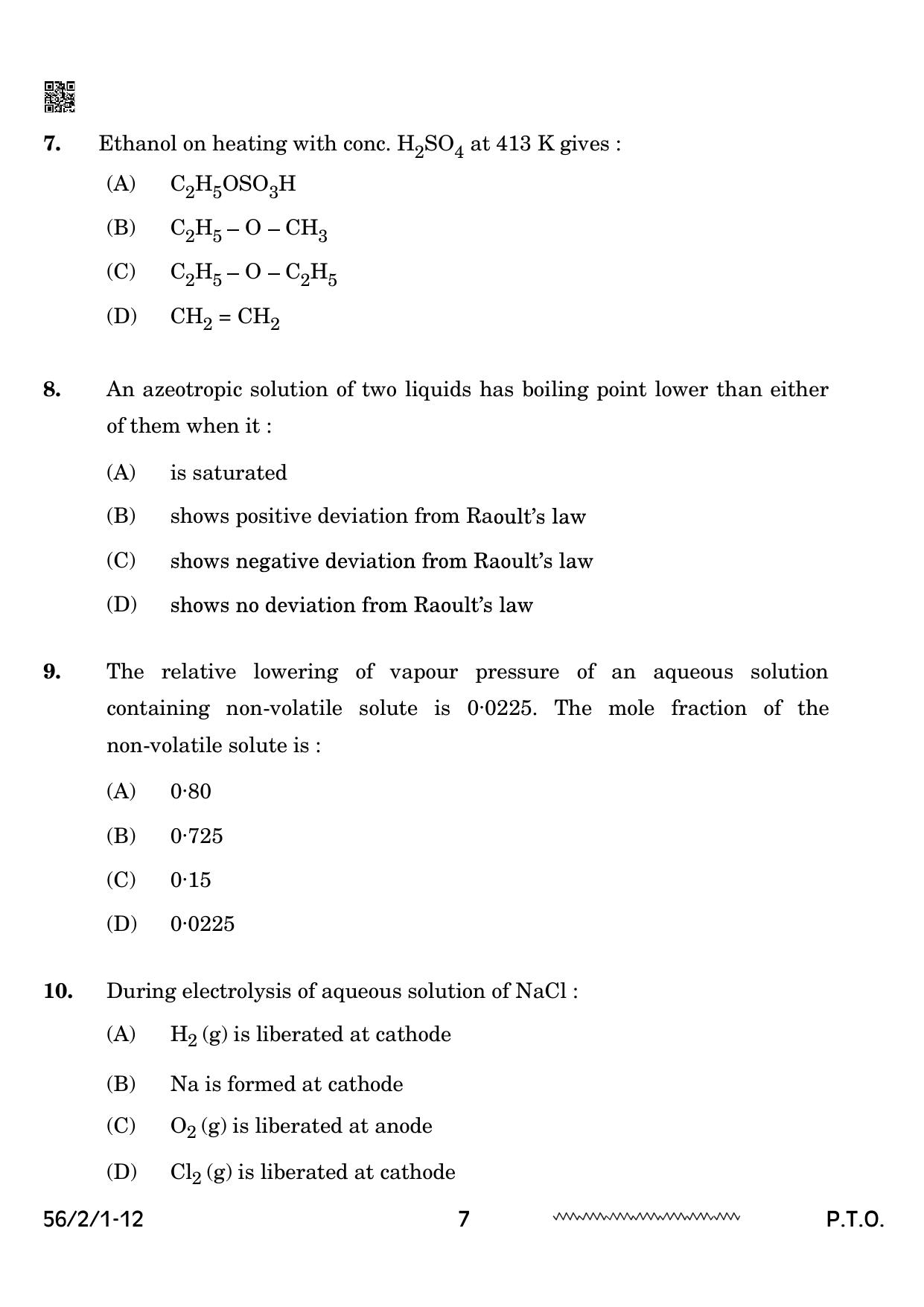 CBSE Class 12 56-2-1 Chemistry 2024 Question Paper - Page 7