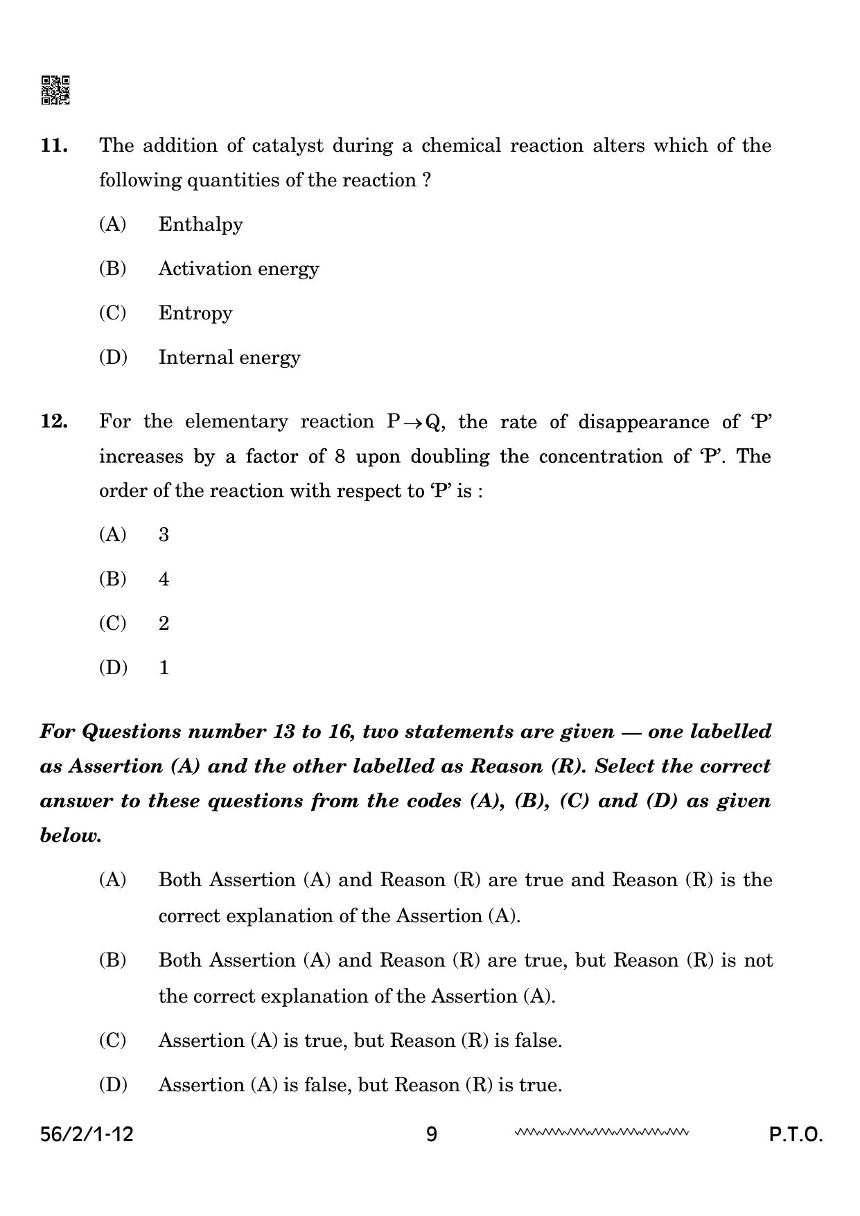 CBSE Class 12 56-2-1 Chemistry 2024 Question Paper - Page 9