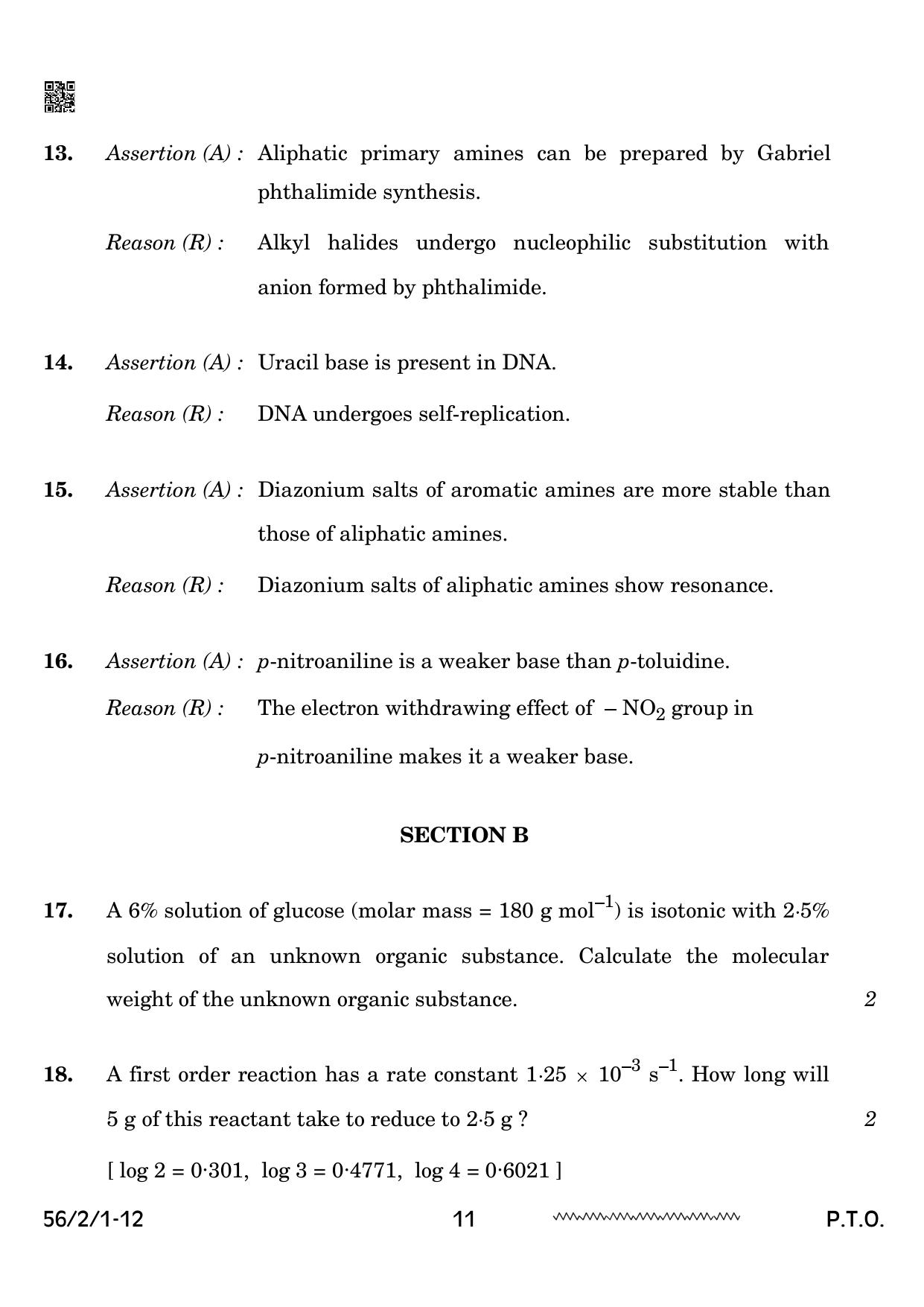 CBSE Class 12 56-2-1 Chemistry 2024 Question Paper - Page 11